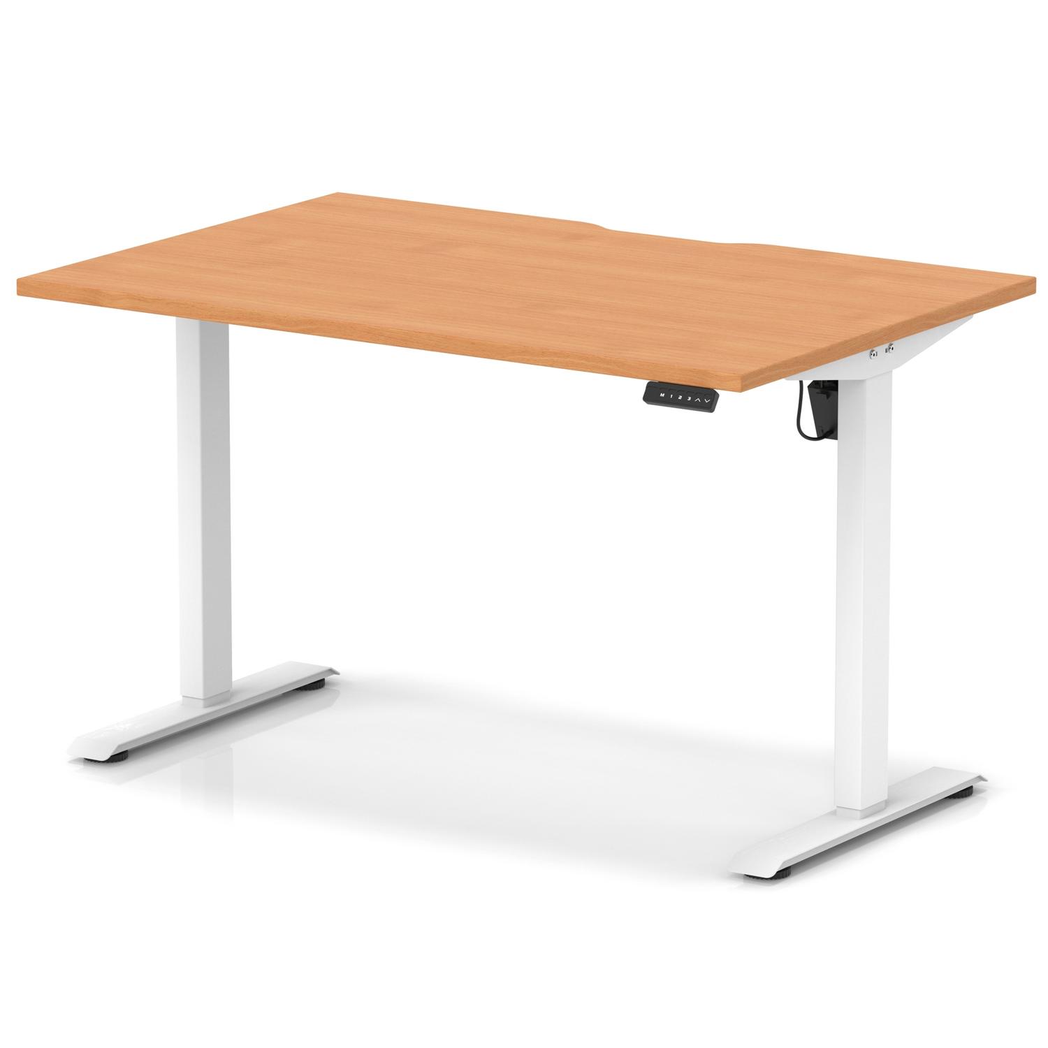 Air Lite 1200 x 800mm Scalloped Edge Height Adjustable Office Desk Beech Top White Leg