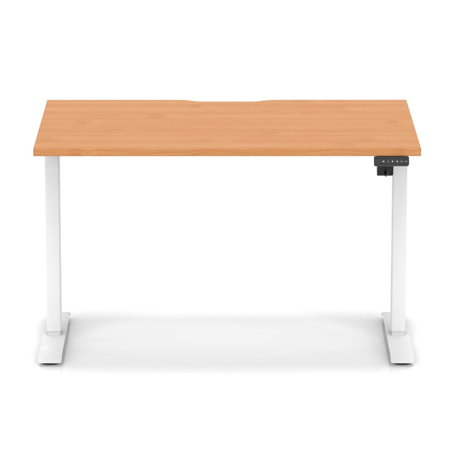 Air Lite 1200 x 800mm Scalloped Edge Height Adjustable Office Desk Beech Top White Leg