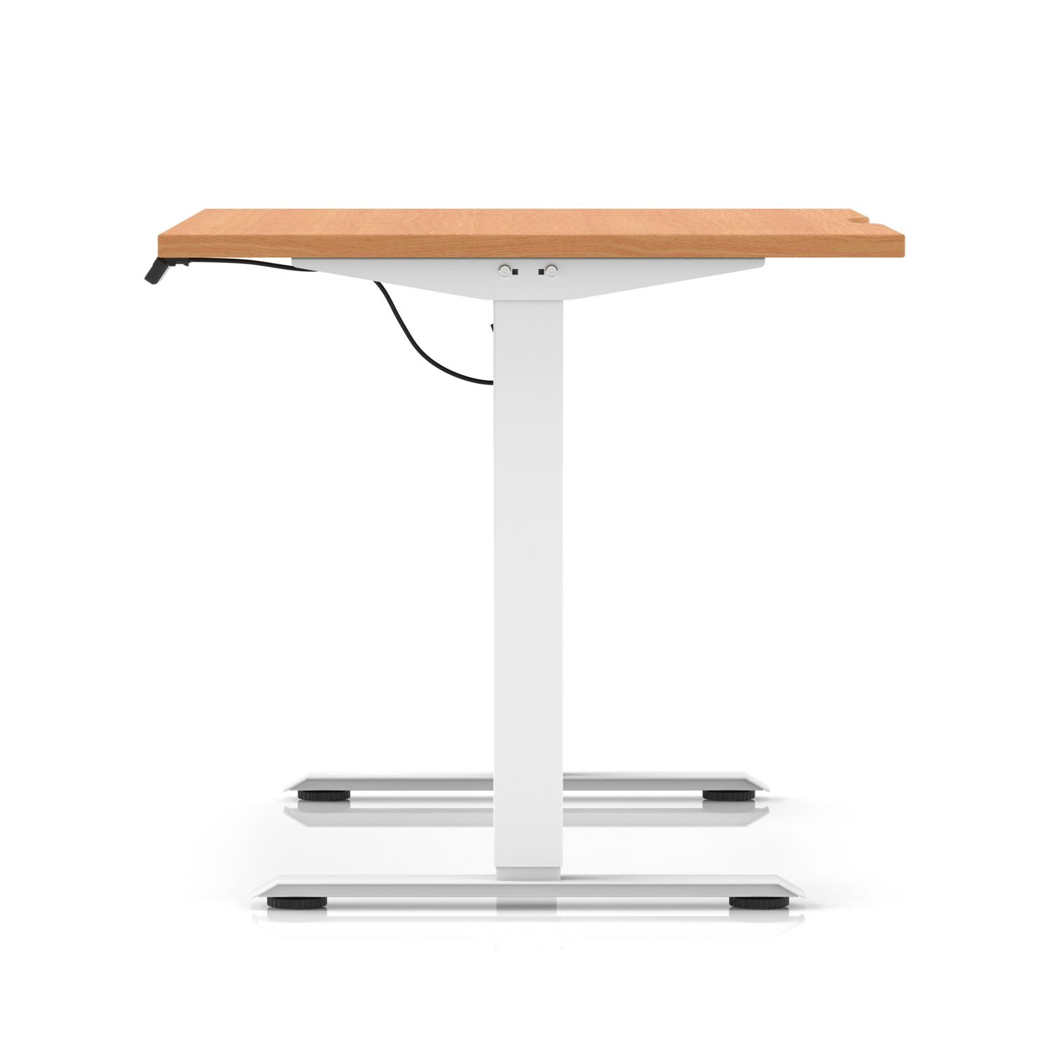 Air Lite 1200 x 800mm Scalloped Edge Height Adjustable Office Desk Beech Top White Leg