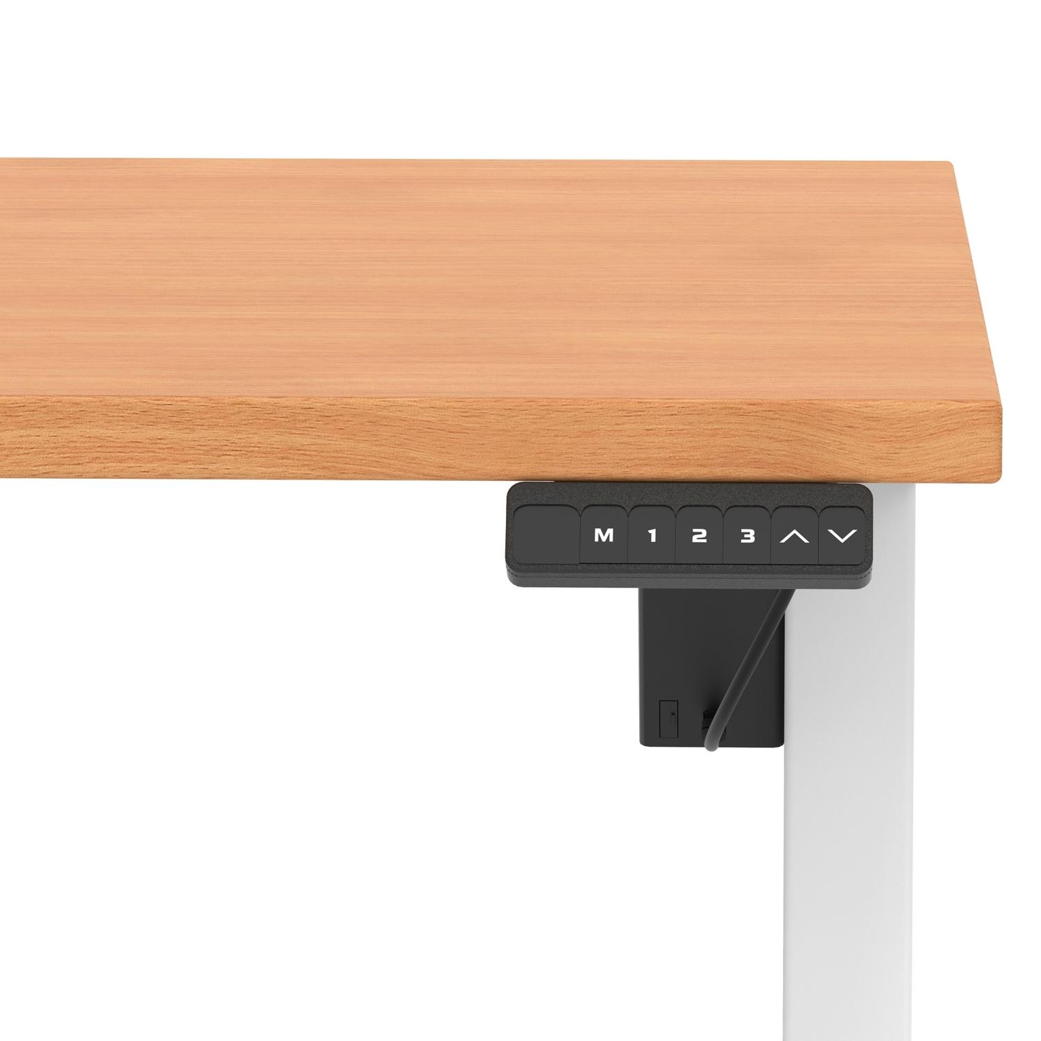 Air Lite 1200 x 800mm Scalloped Edge Height Adjustable Office Desk Beech Top White Leg