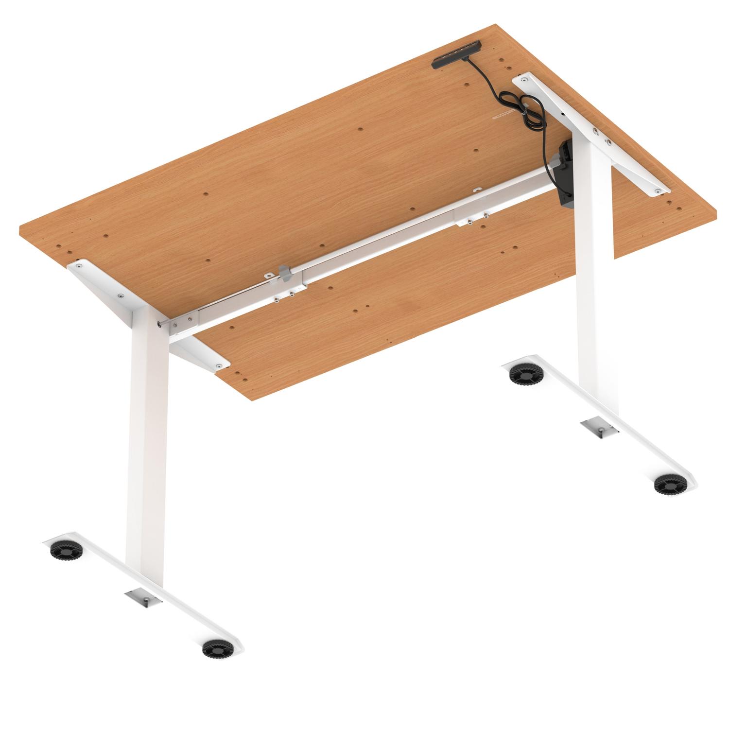Air Lite 1200 x 800mm Scalloped Edge Height Adjustable Office Desk Beech Top White Leg