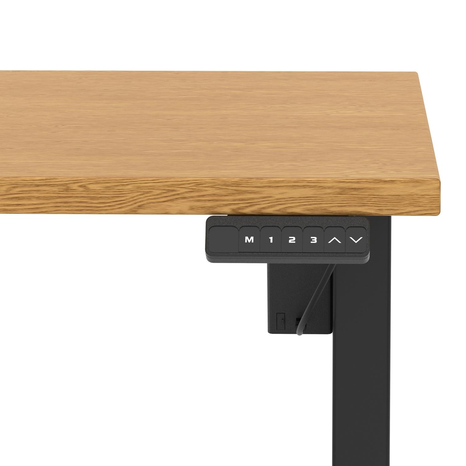 Air Lite 1400 x 800mm Scalloped Edge Height Adjustable Office Desk Oak Top Black Leg