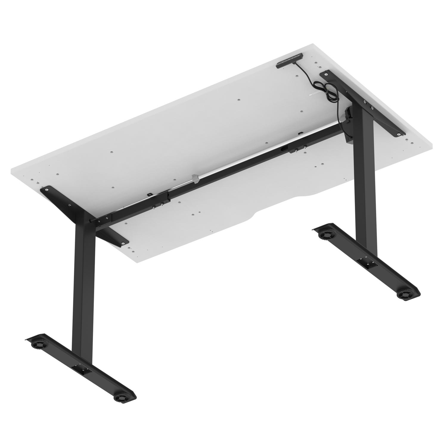Air Lite 1400 x 800mm Scalloped Edge Height Adjustable Office Desk White Top Black Leg