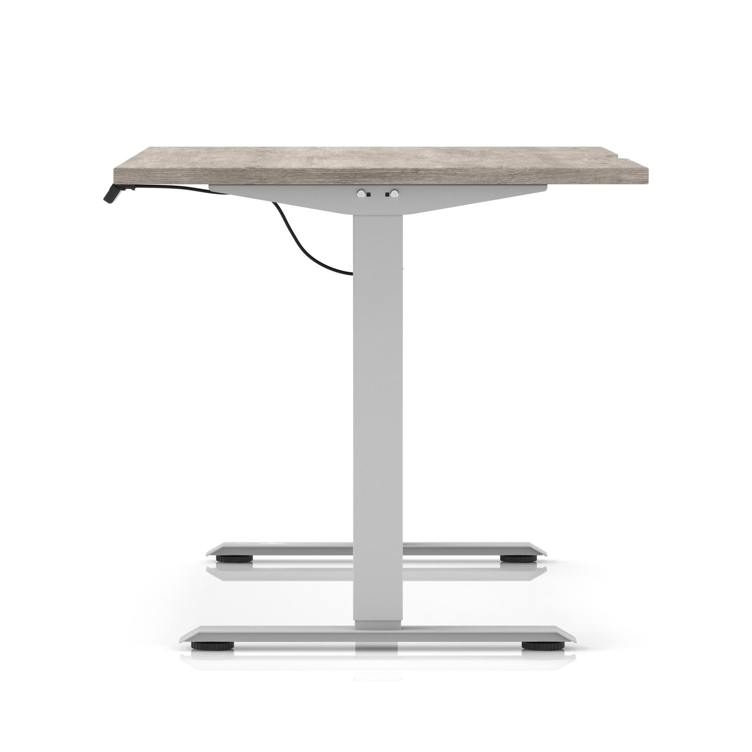 Air Lite 1400 x 800mm Scalloped Edge Height Adjustable Office Desk Grey Oak Top Silver Leg