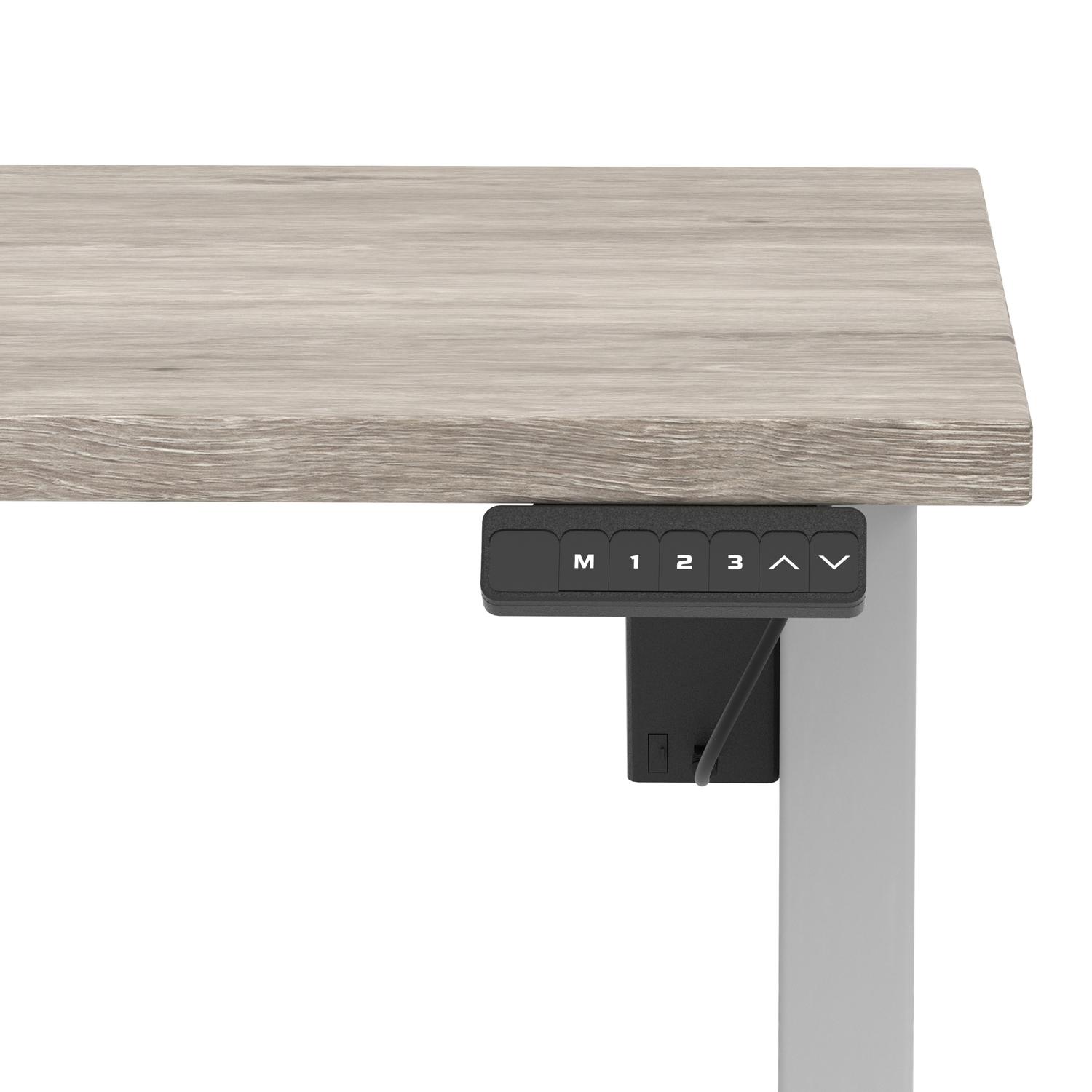Air Lite 1400 x 800mm Scalloped Edge Height Adjustable Office Desk Grey Oak Top Silver Leg