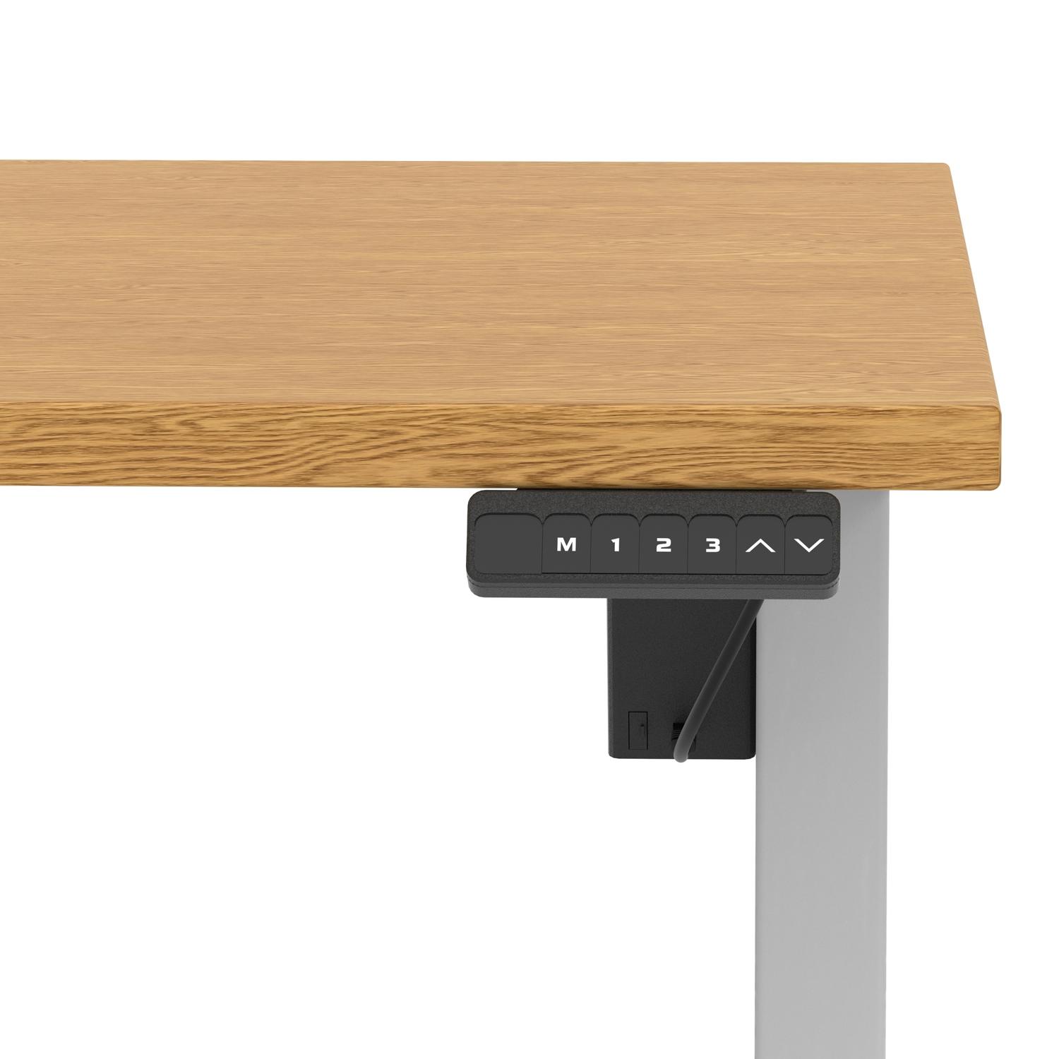 Air Lite 1400 x 800mm Scalloped Edge Height Adjustable Office Desk Oak Top Silver Leg