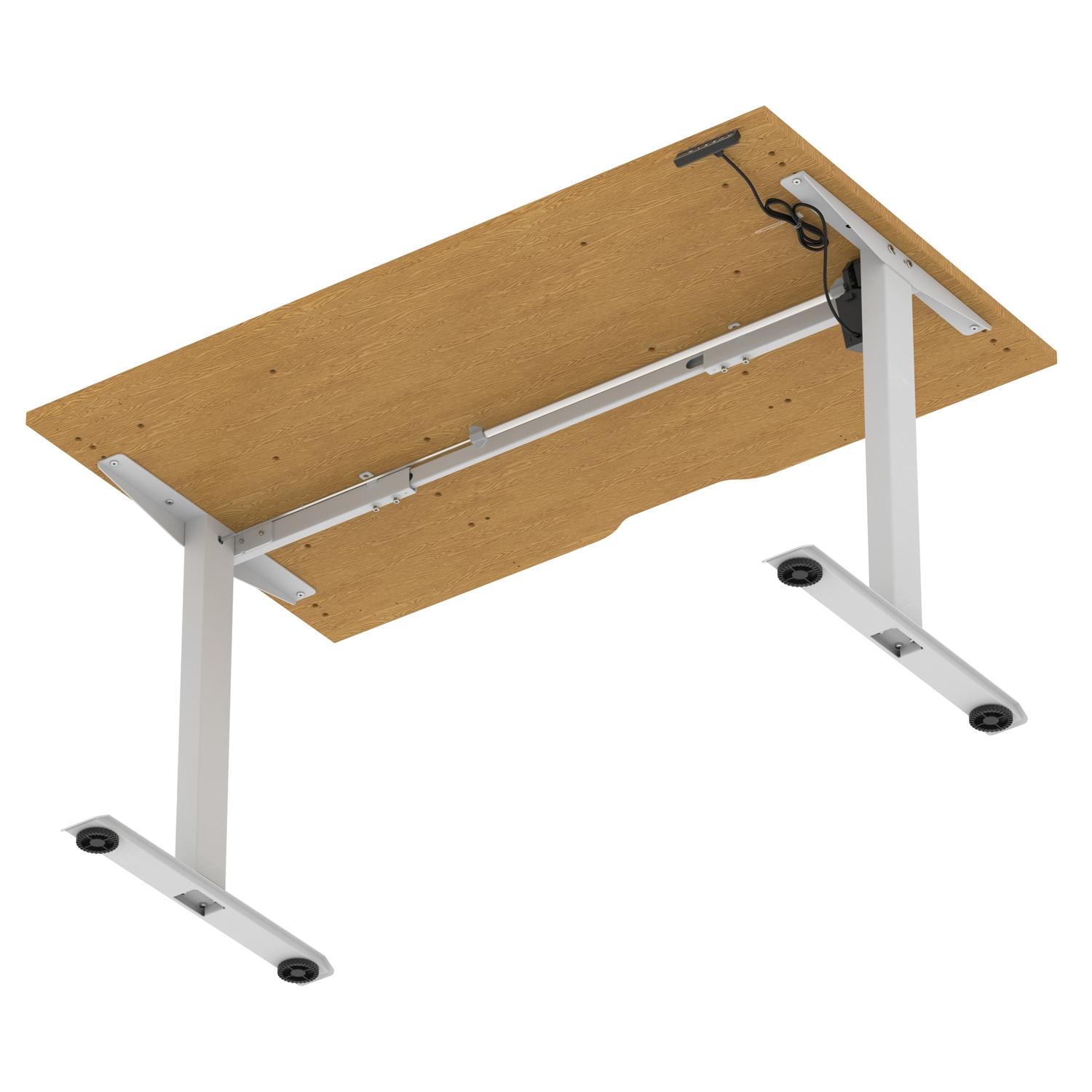 Air Lite 1400 x 800mm Scalloped Edge Height Adjustable Office Desk Oak Top Silver Leg