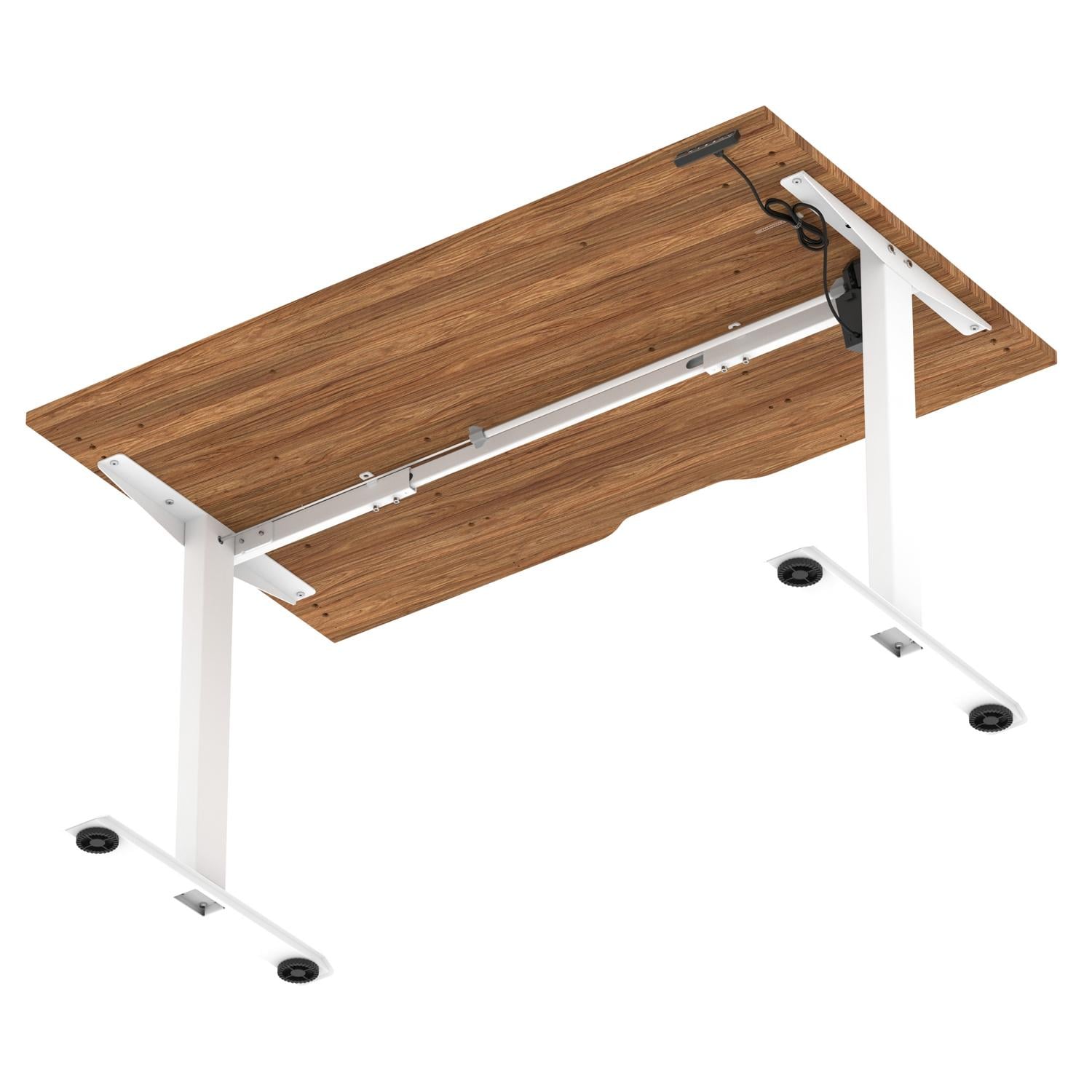 Air Lite 1400 x 800mm Scalloped Edge Height Adjustable Office Desk Walnut Top White Leg