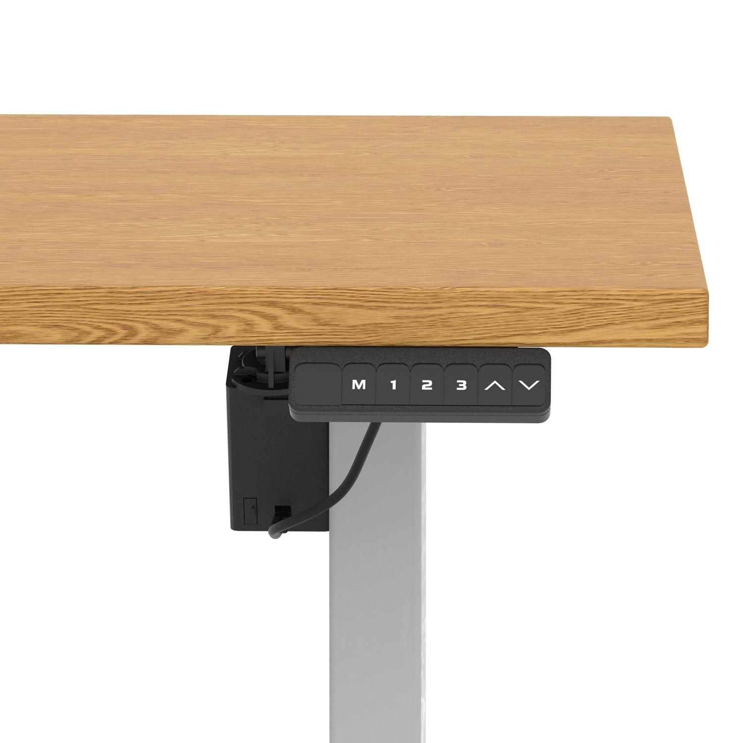 Air Lite 1600 x 800mm Scalloped Edge Height Adjustable Office Desk Oak Top Silver Leg