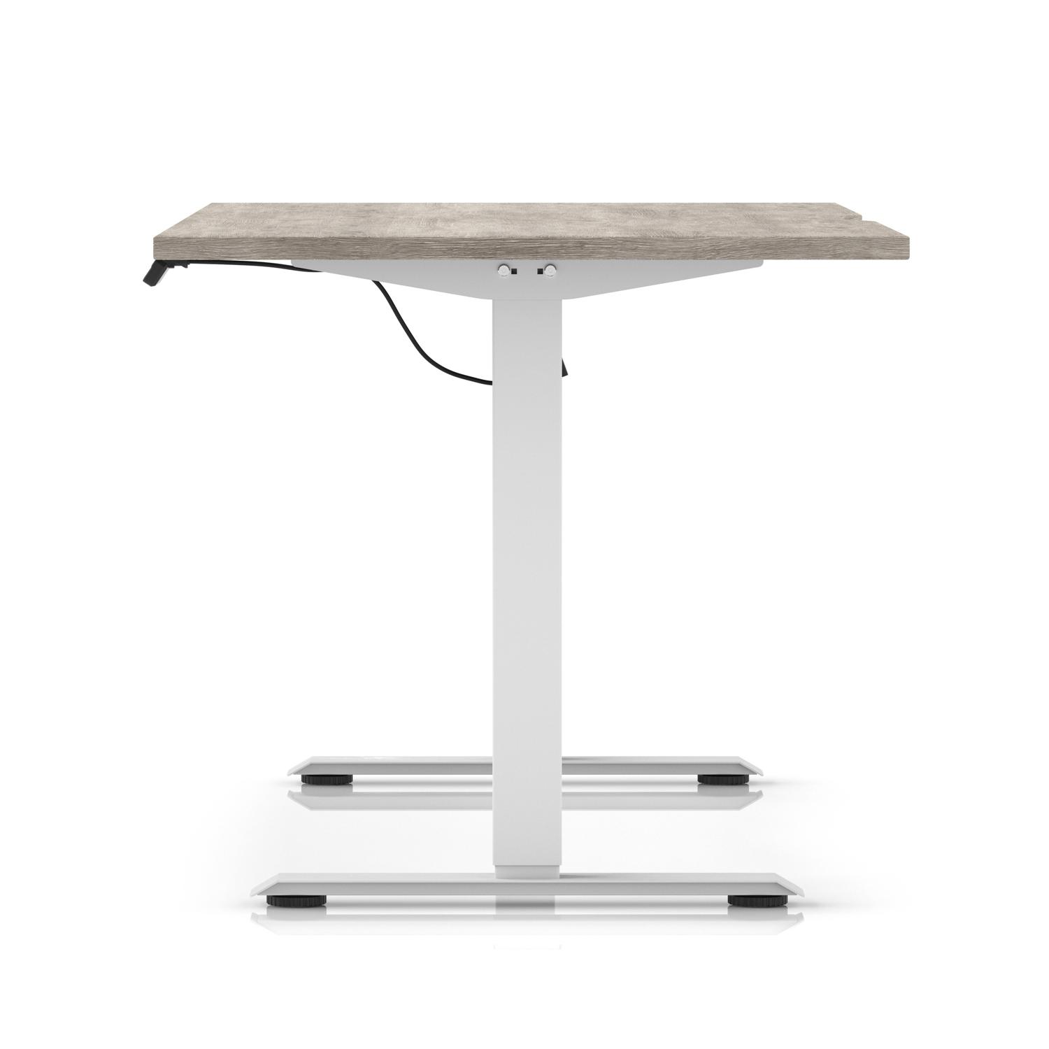 Air Lite 1600 x 800mm Scalloped Edge Height Adjustable Office Desk Grey Oak Top White Leg
