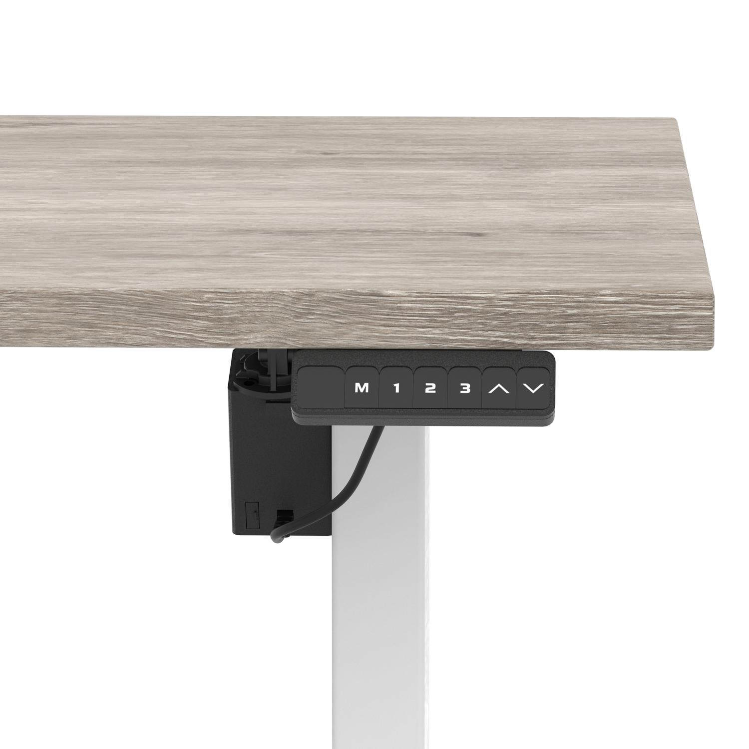 Air Lite 1600 x 800mm Scalloped Edge Height Adjustable Office Desk Grey Oak Top White Leg