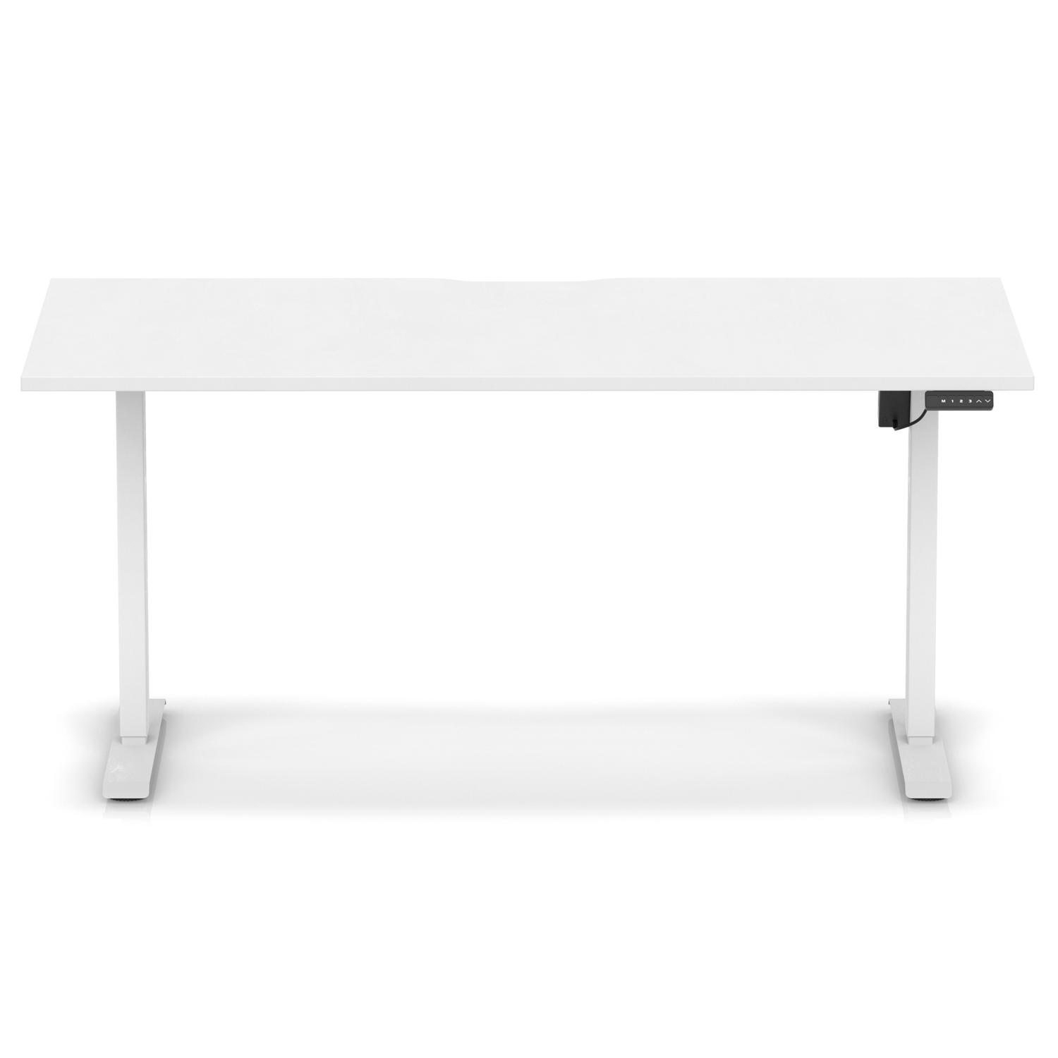 Air Lite 1600 x 800mm Scalloped Edge Height Adjustable Office Desk White Top White Leg
