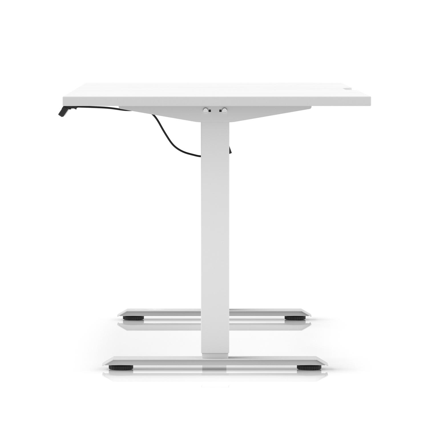 Air Lite 1600 x 800mm Scalloped Edge Height Adjustable Office Desk White Top White Leg