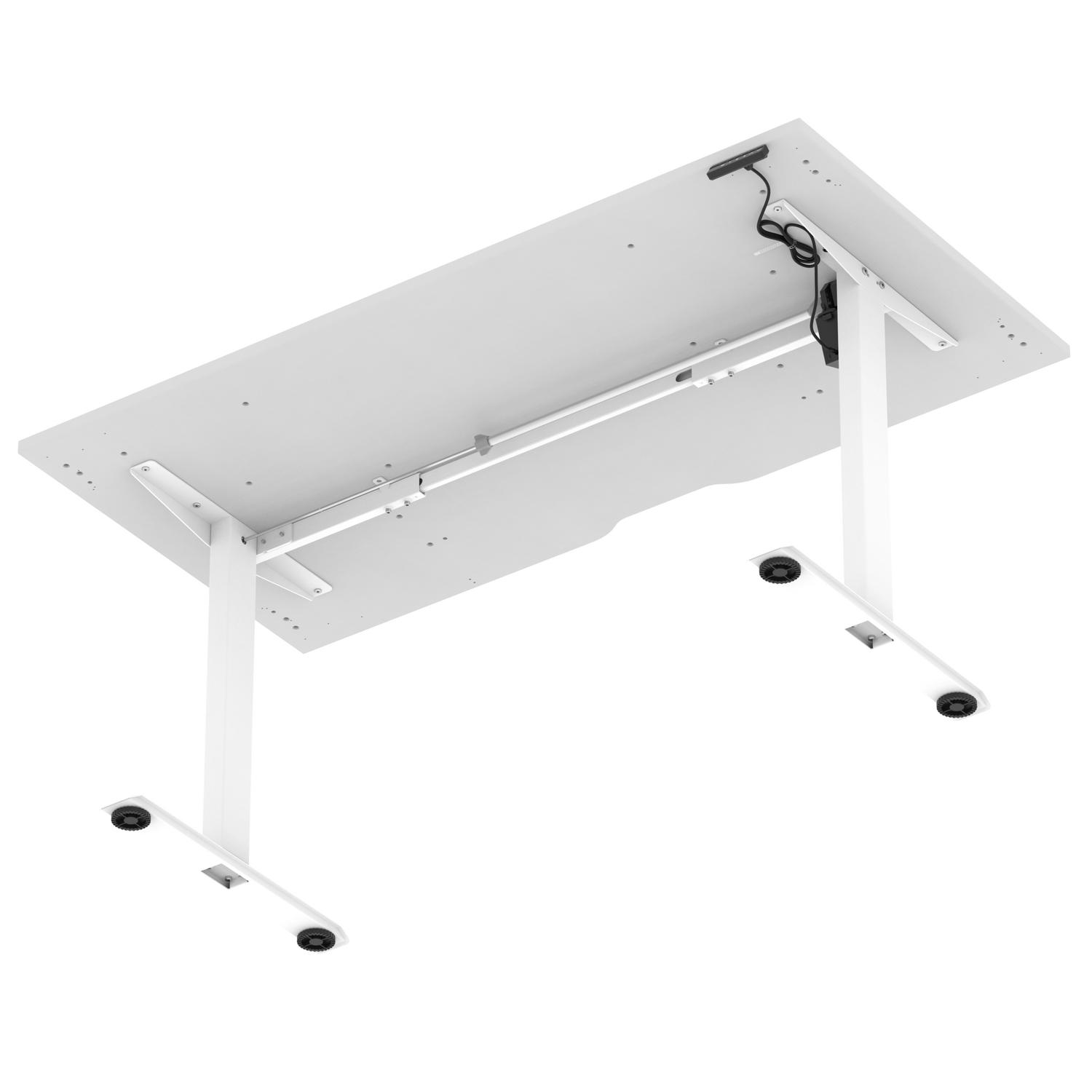 Air Lite 1600 x 800mm Scalloped Edge Height Adjustable Office Desk White Top White Leg