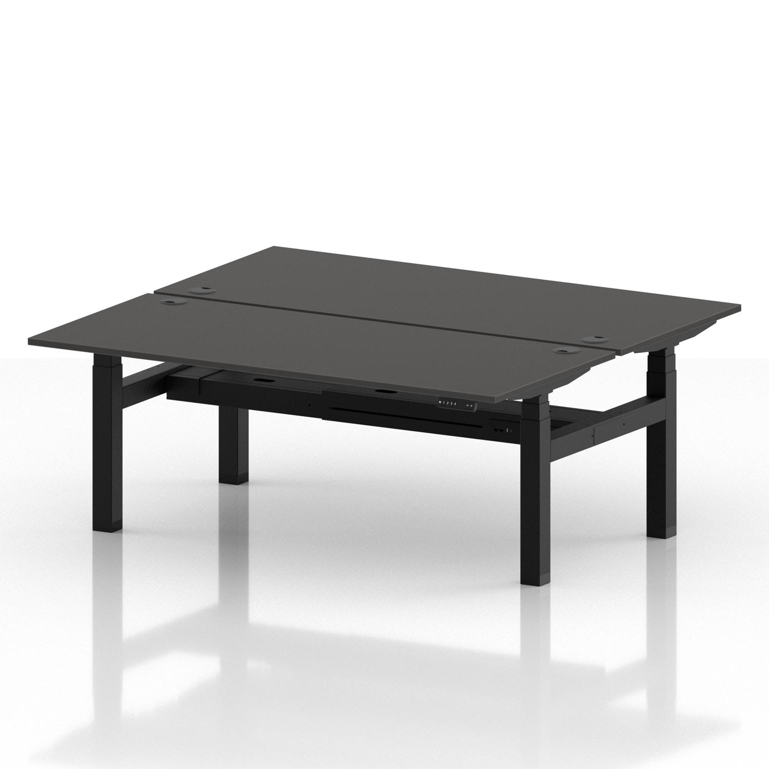 Air Back-to-Back 1800 x 800mm Height Adjustable 2 Person Office Bench Desk Carbon Grey Top with Cable Ports Black Frame Air Back-to-Back 1800 x 800mm Height Adjustable 2 Person Office Bench Desk Carbon Grey Top with Cable Ports Black Frame