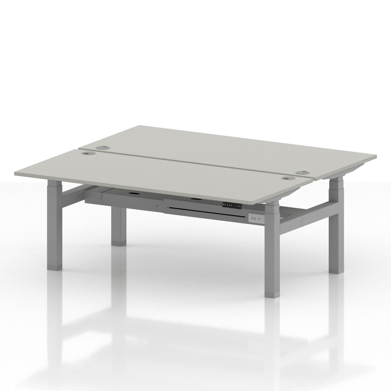 Air Back-to-Back 1800 x 800mm Height Adjustable 2 Person Office Bench Desk Dove Grey Top with Cable Ports Silver Frame