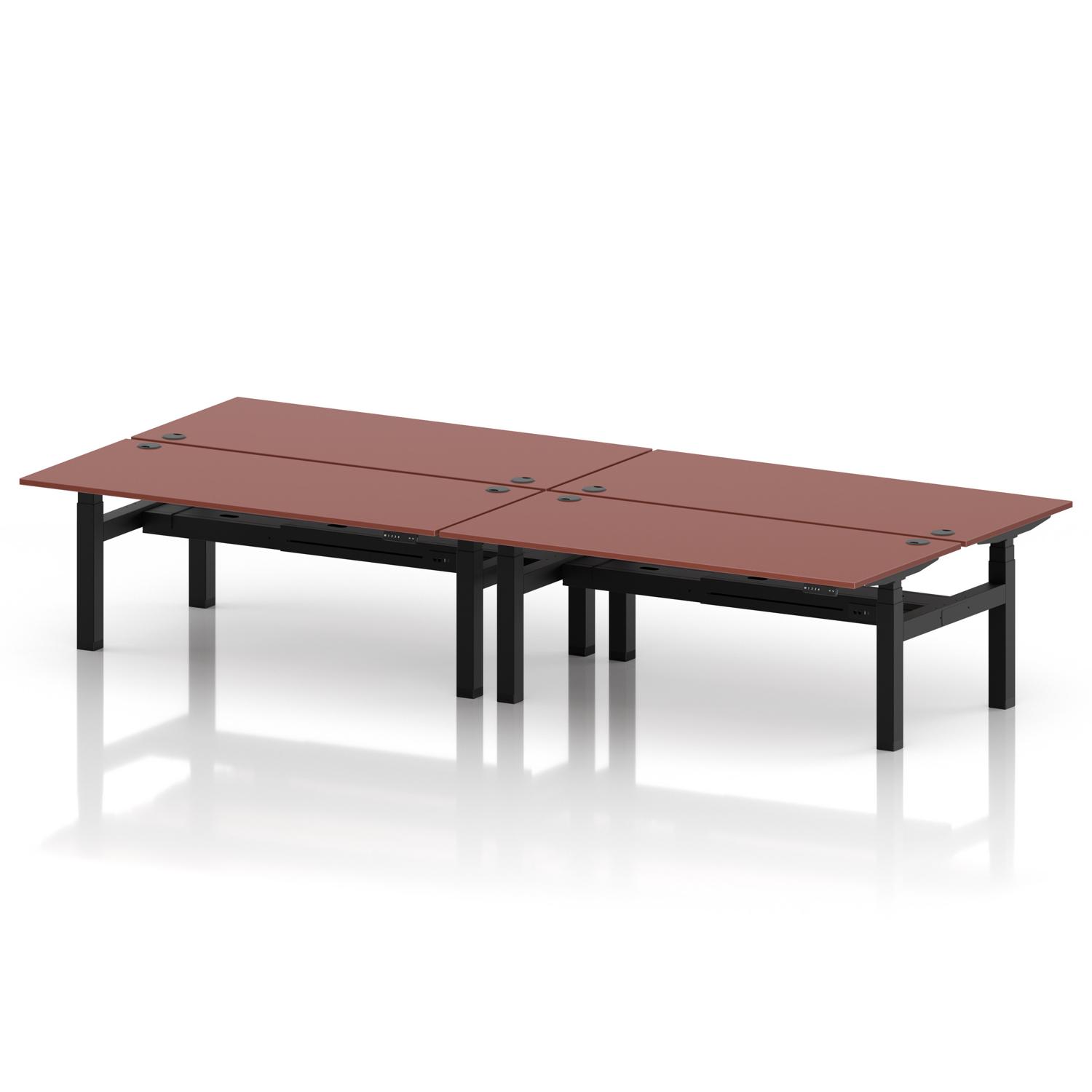Air Back-to-Back 1800 x 800mm Height Adjustable 4 Person Office Bench Desk Brick Red Top with Cable Ports Black Frame Air Back-to-Back 1800 x 800mm Height Adjustable 4 Person Office Bench Desk Brick Red Top with Cable Ports Black Frame