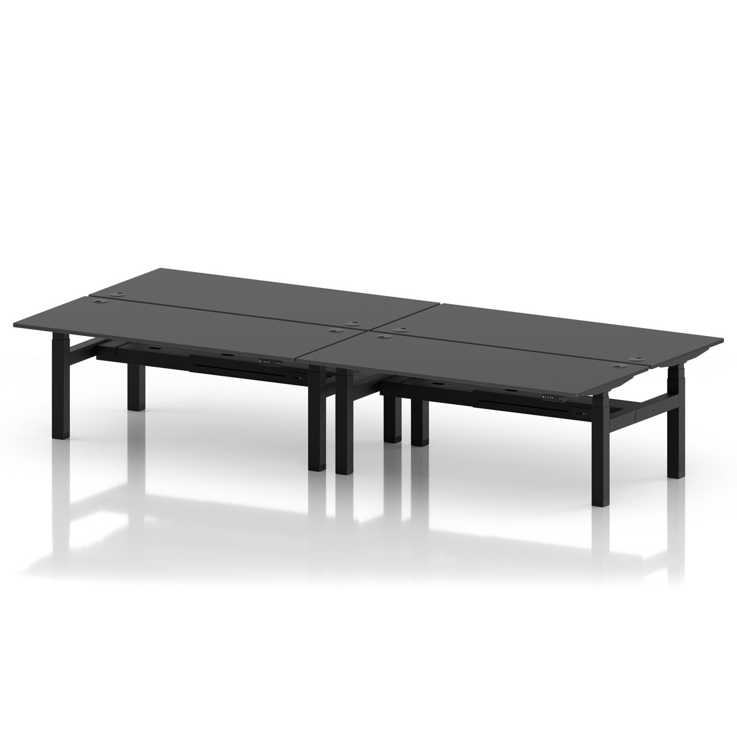 Air Back-to-Back 1800 x 800mm Height Adjustable 4 Person Office Bench Desk Carbon Grey Top with Cable Ports Black Frame Air Back-to-Back 1800 x 800mm Height Adjustable 4 Person Office Bench Desk Carbon Grey Top with Cable Ports Black Frame