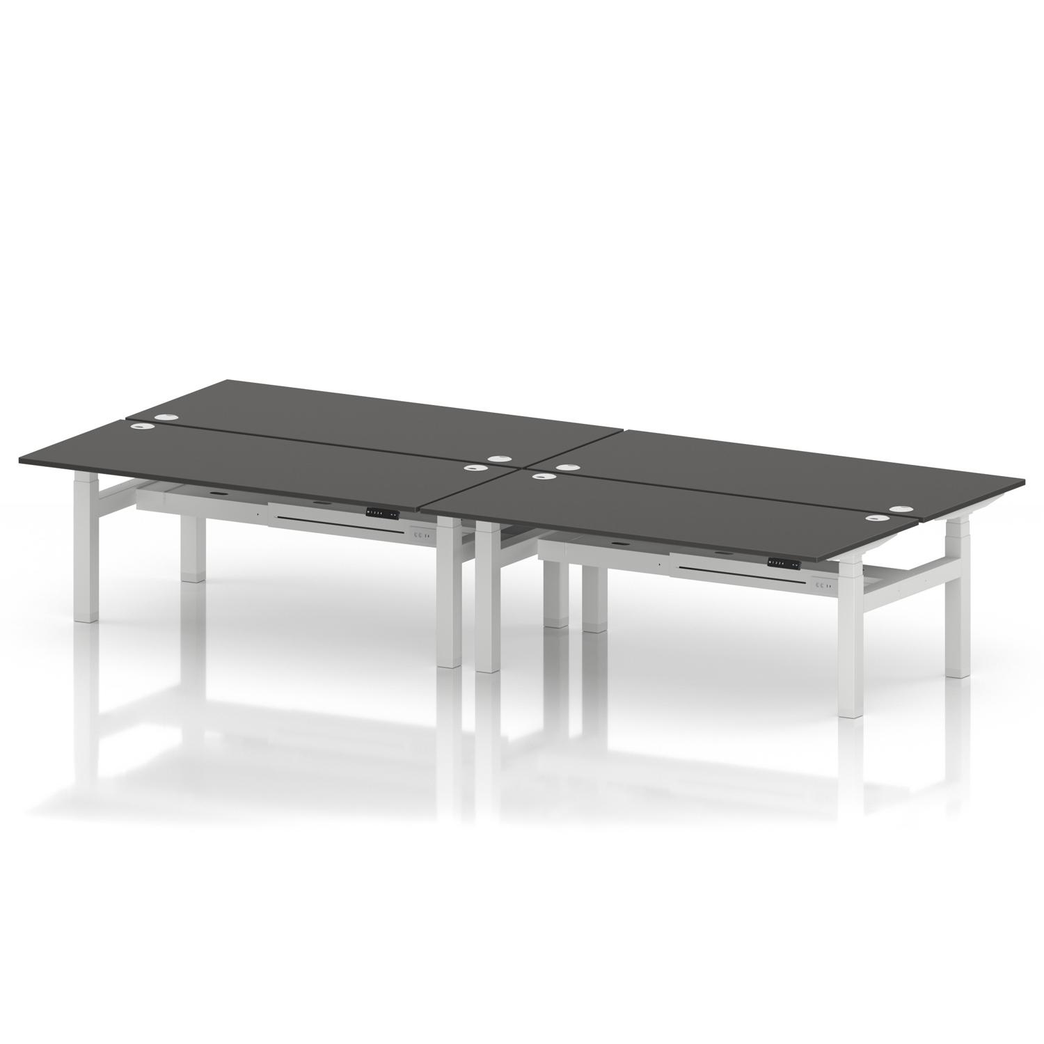 Air Back-to-Back 1800 x 800mm Height Adjustable 4 Person Office Bench Desk Carbon Grey Top with Cable Ports White Frame Air Back-to-Back 1800 x 800mm Height Adjustable 4 Person Office Bench Desk Carbon Grey Top with Cable Ports White Frame