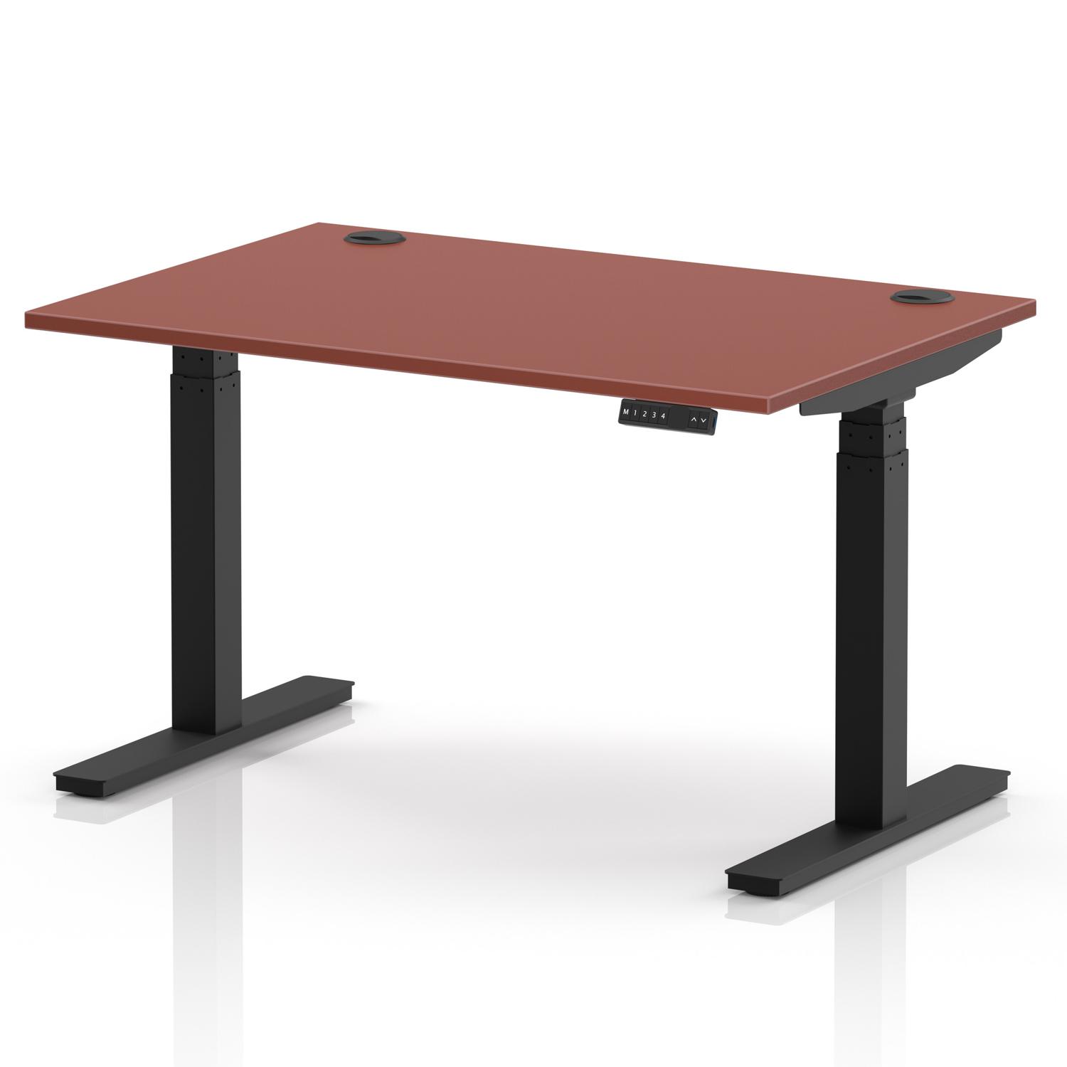 Air 1200 x 800mm Height Adjustable Office Desk Brick Red Top Cable Ports Black Leg Air 1200 x 800mm Height Adjustable Office Desk Brick Red Top Cable Ports Black Leg