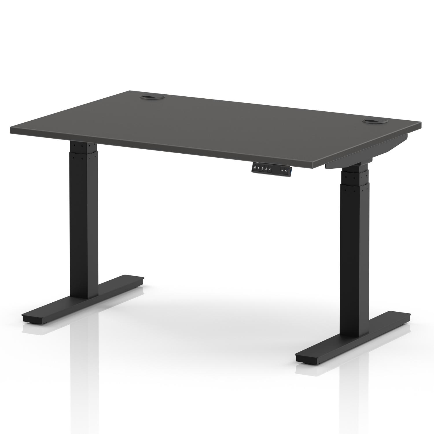 Air 1200 x 800mm Height Adjustable Office Desk Carbon Grey Top Cable Ports Black Leg Air 1200 x 800mm Height Adjustable Office Desk Carbon Grey Top Cable Ports Black Leg
