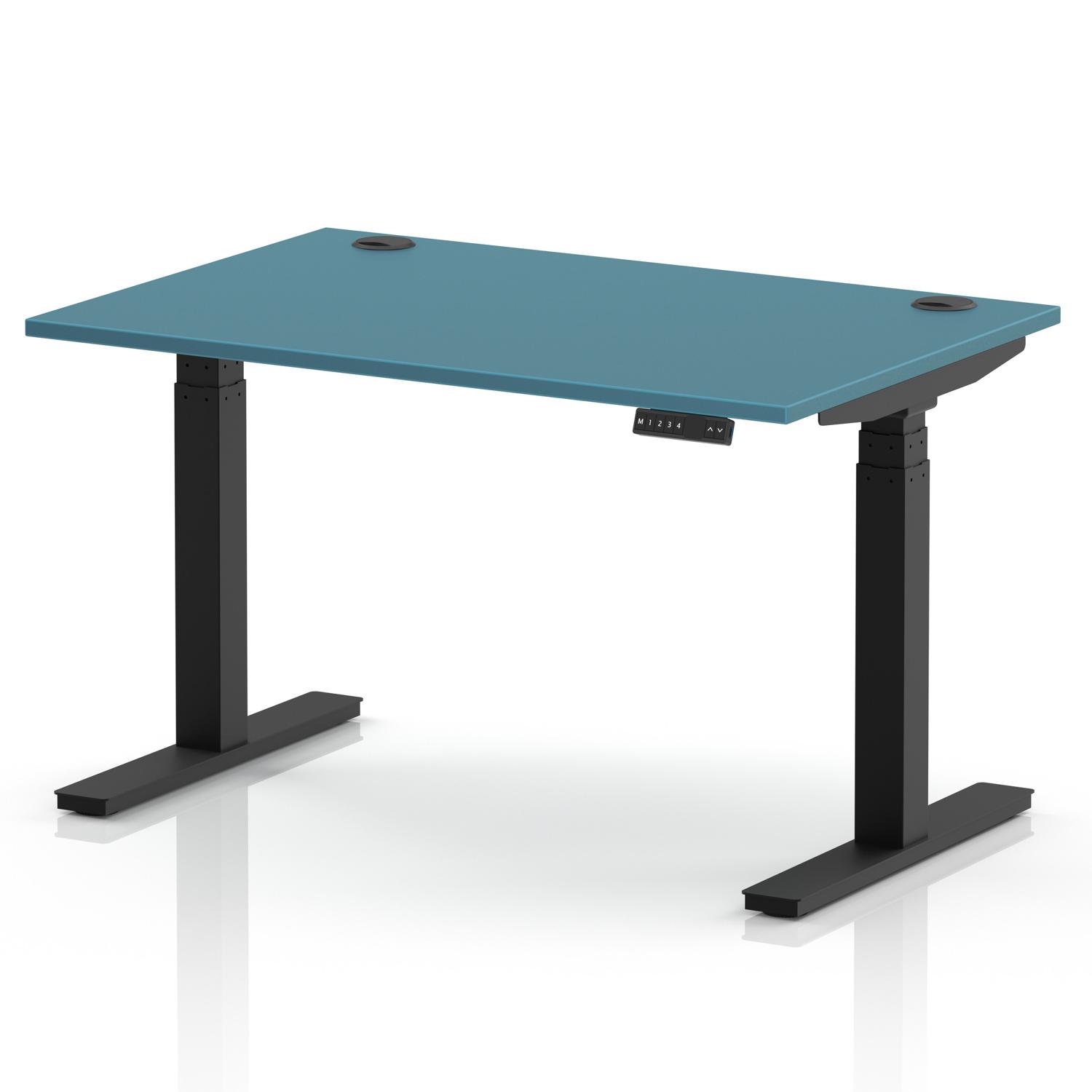 Air 1200 x 800mm Height Adjustable Office Desk Dark Teal Top Cable Ports Black Leg Air 1200 x 800mm Height Adjustable Office Desk Dark Teal Top Cable Ports Black Leg