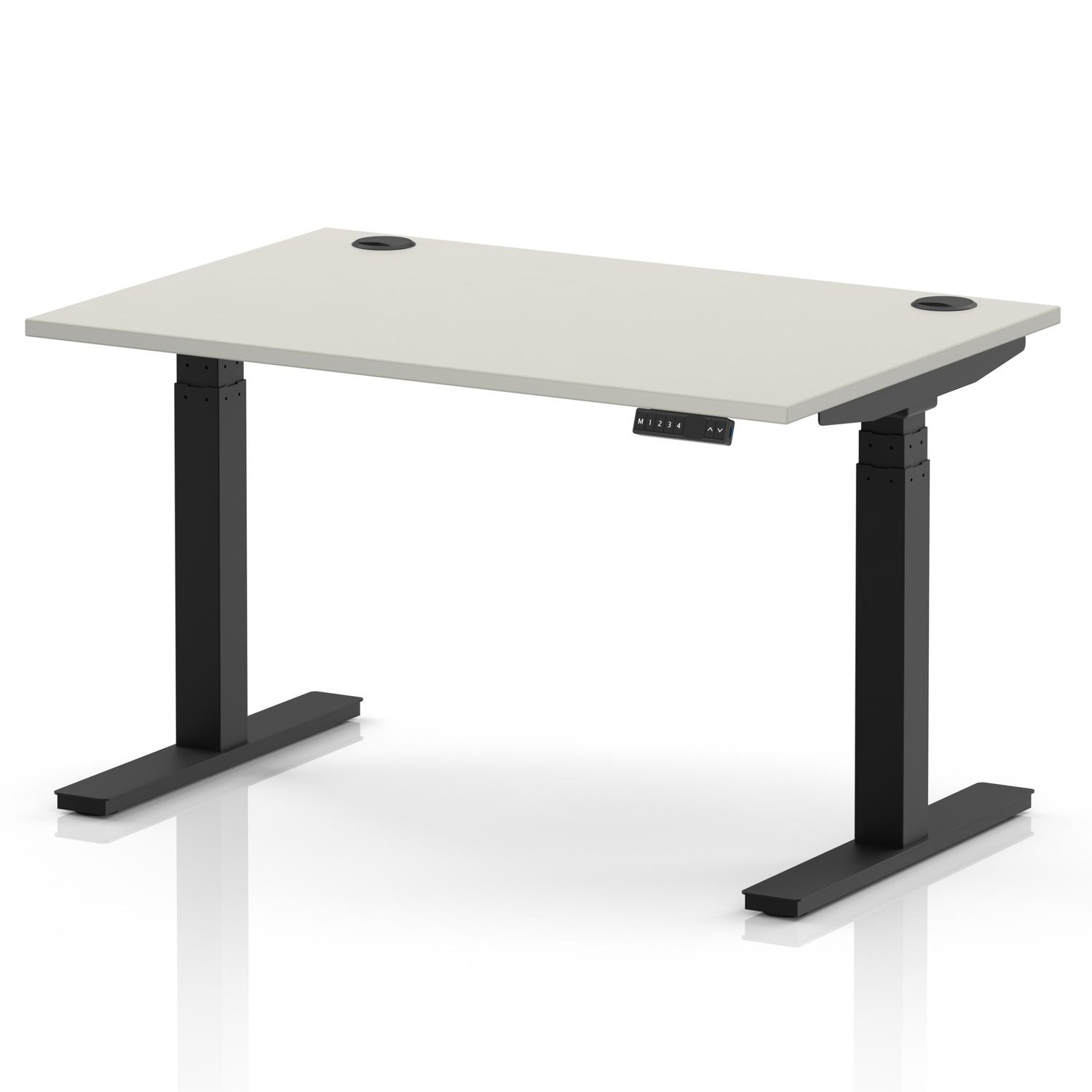 Air 1200 x 800mm Height Adjustable Office Desk Dove Grey Top Cable Ports Black Leg Air 1200 x 800mm Height Adjustable Office Desk Dove Grey Top Cable Ports Black Leg