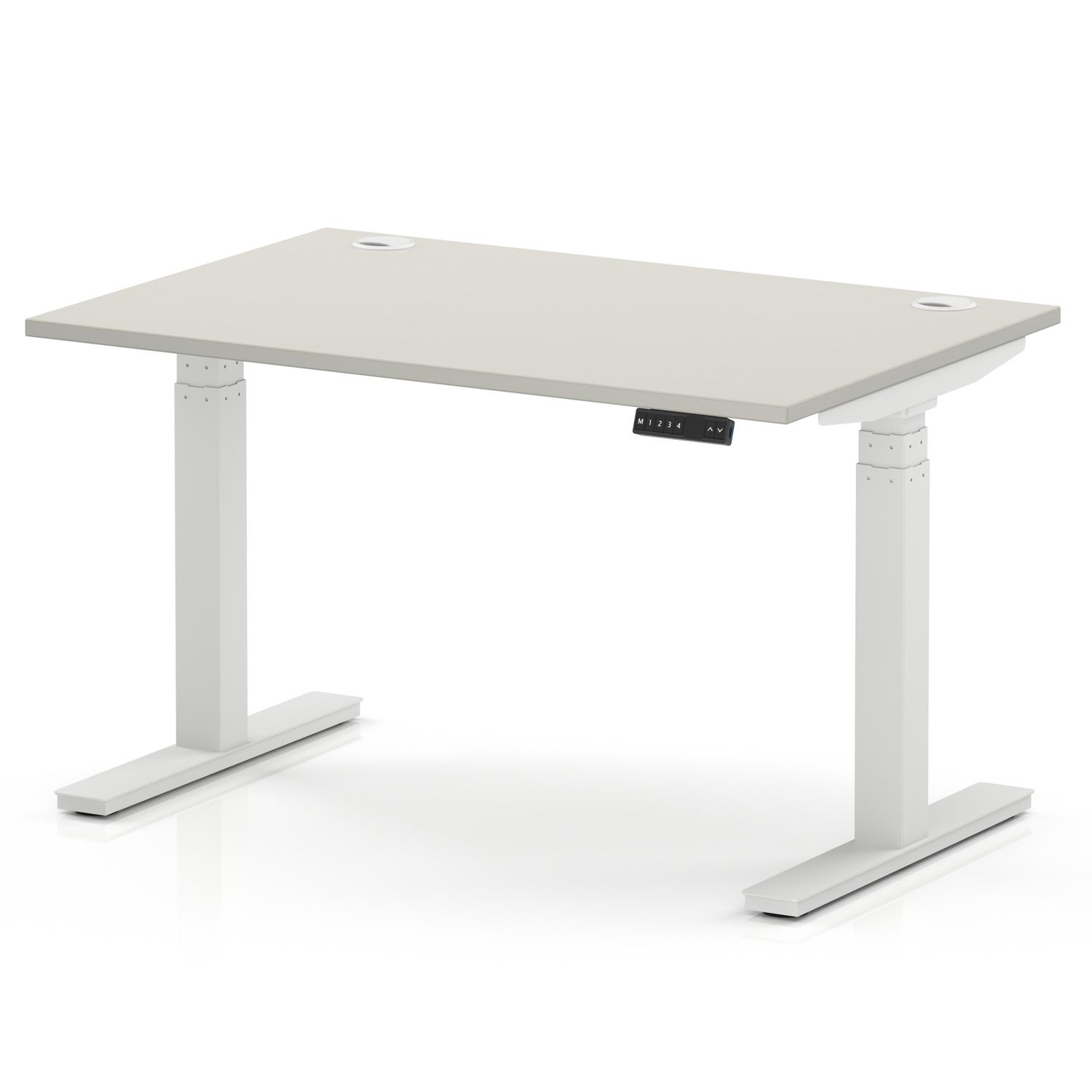 Air 1200 x 800mm Height Adjustable Office Desk Dove Grey Top Cable Ports White Leg Air 1200 x 800mm Height Adjustable Office Desk Dove Grey Top Cable Ports White Leg