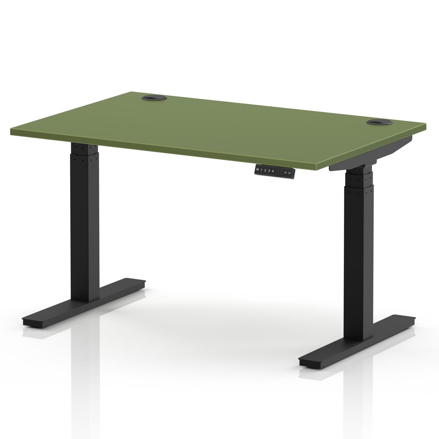 Air 1200 x 800mm Height Adjustable Office Desk Moss Green Top Cable Ports Black Leg Air 1200 x 800mm Height Adjustable Office Desk Moss Green Top Cable Ports Black Leg