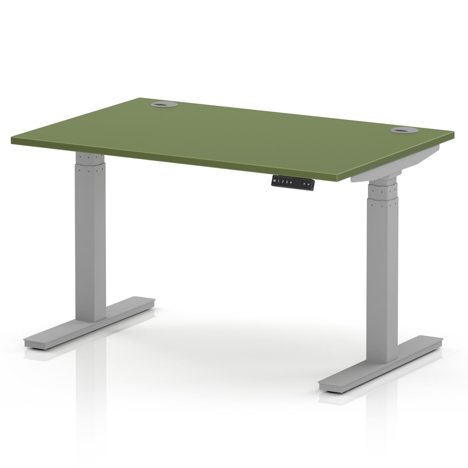 Air 1200 x 800mm Height Adjustable Office Desk Moss Green Top Cable Ports Silver Leg Air 1200 x 800mm Height Adjustable Office Desk Moss Green Top Cable Ports Silver Leg