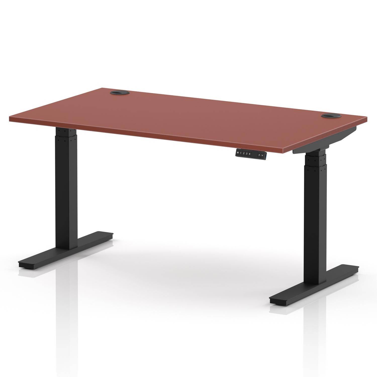 Air 1400 x 800mm Height Adjustable Office Desk Brick Red Top Cable Ports Black Leg Air 1400 x 800mm Height Adjustable Office Desk Brick Red Top Cable Ports Black Leg