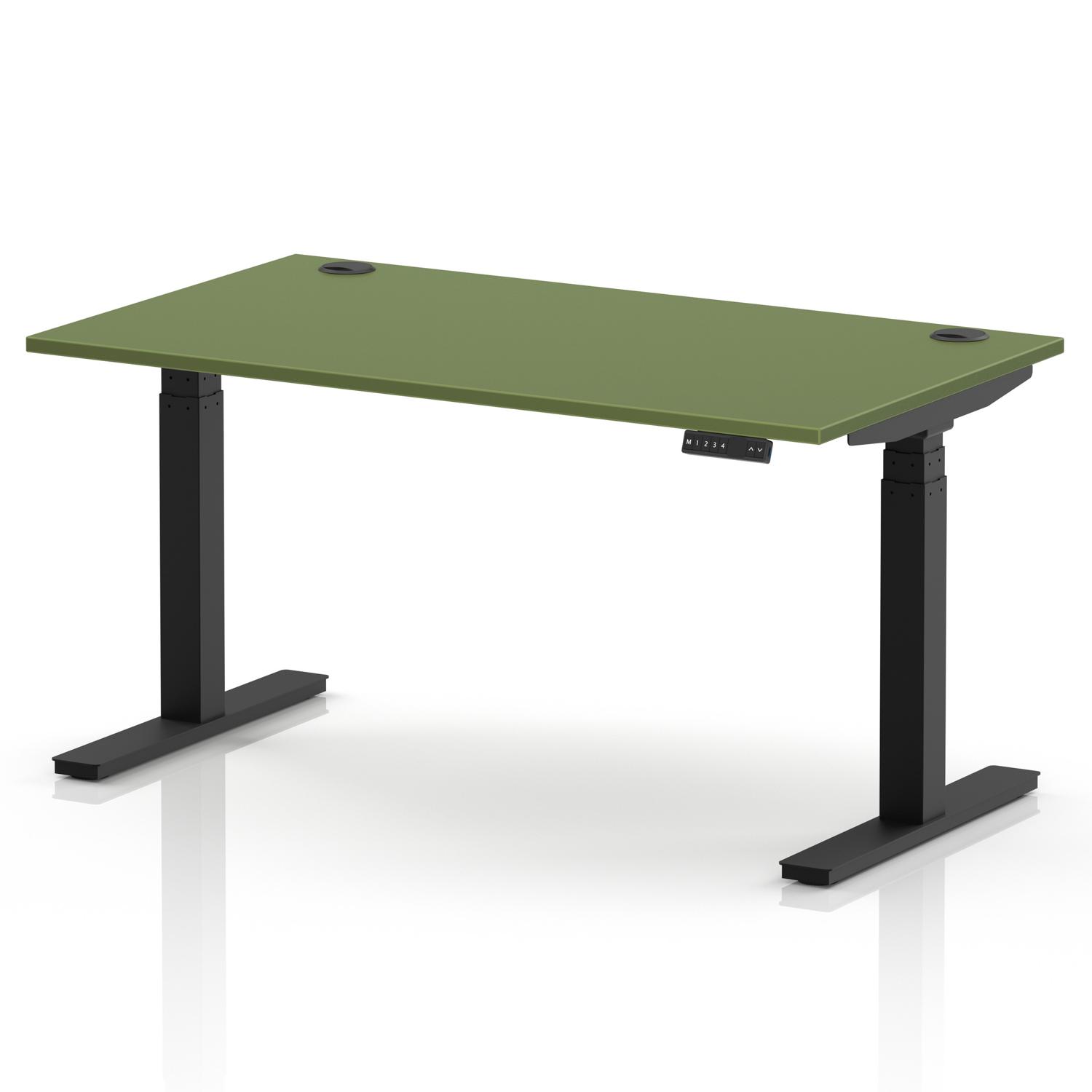 Air 1400 x 800mm Height Adjustable Office Desk Moss Green Top Cable Ports Black Leg Air 1400 x 800mm Height Adjustable Office Desk Moss Green Top Cable Ports Black Leg