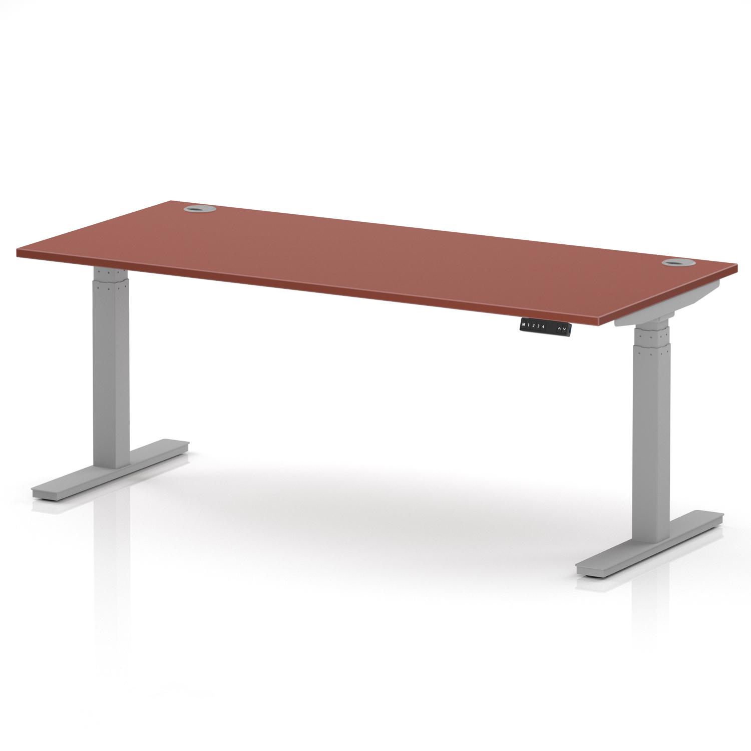 Air 1800 x 800mm Height Adjustable Office Desk Brick Red Top Cable Ports Silver Leg Air 1800 x 800mm Height Adjustable Office Desk Brick Red Top Cable Ports Silver Leg