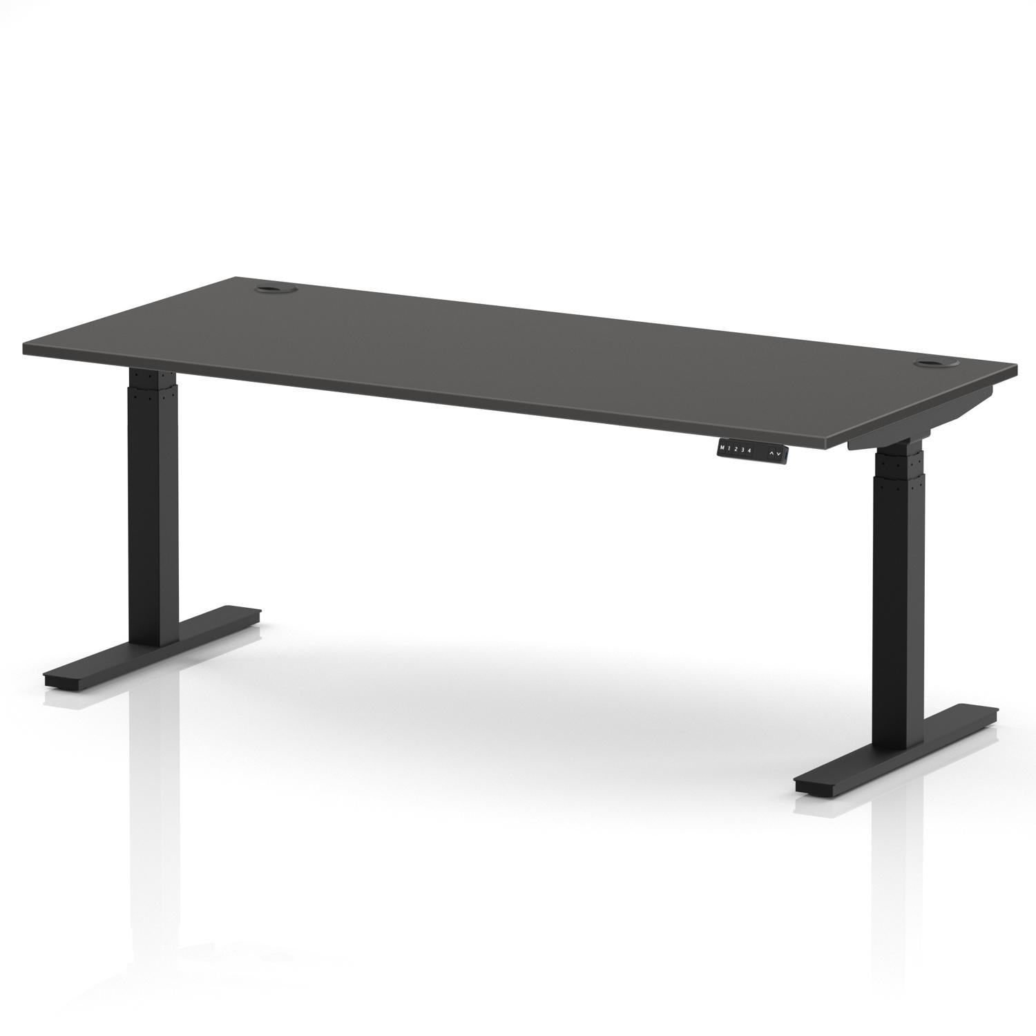 Air 1800 x 800mm Height Adjustable Office Desk Carbon Grey Top Cable Ports Black Leg Air 1800 x 800mm Height Adjustable Office Desk Carbon Grey Top Cable Ports Black Leg