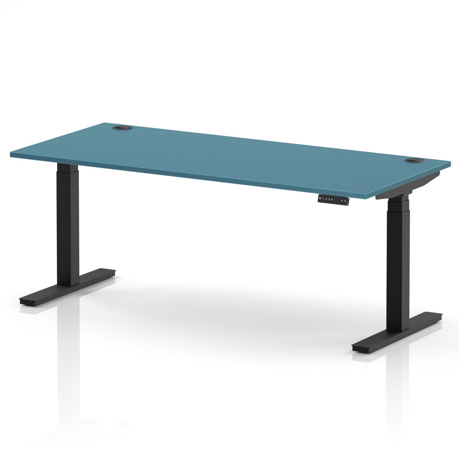 Air 1800 x 800mm Height Adjustable Office Desk Dark Teal Top Cable Ports Black Leg Air 1800 x 800mm Height Adjustable Office Desk Dark Teal Top Cable Ports Black Leg