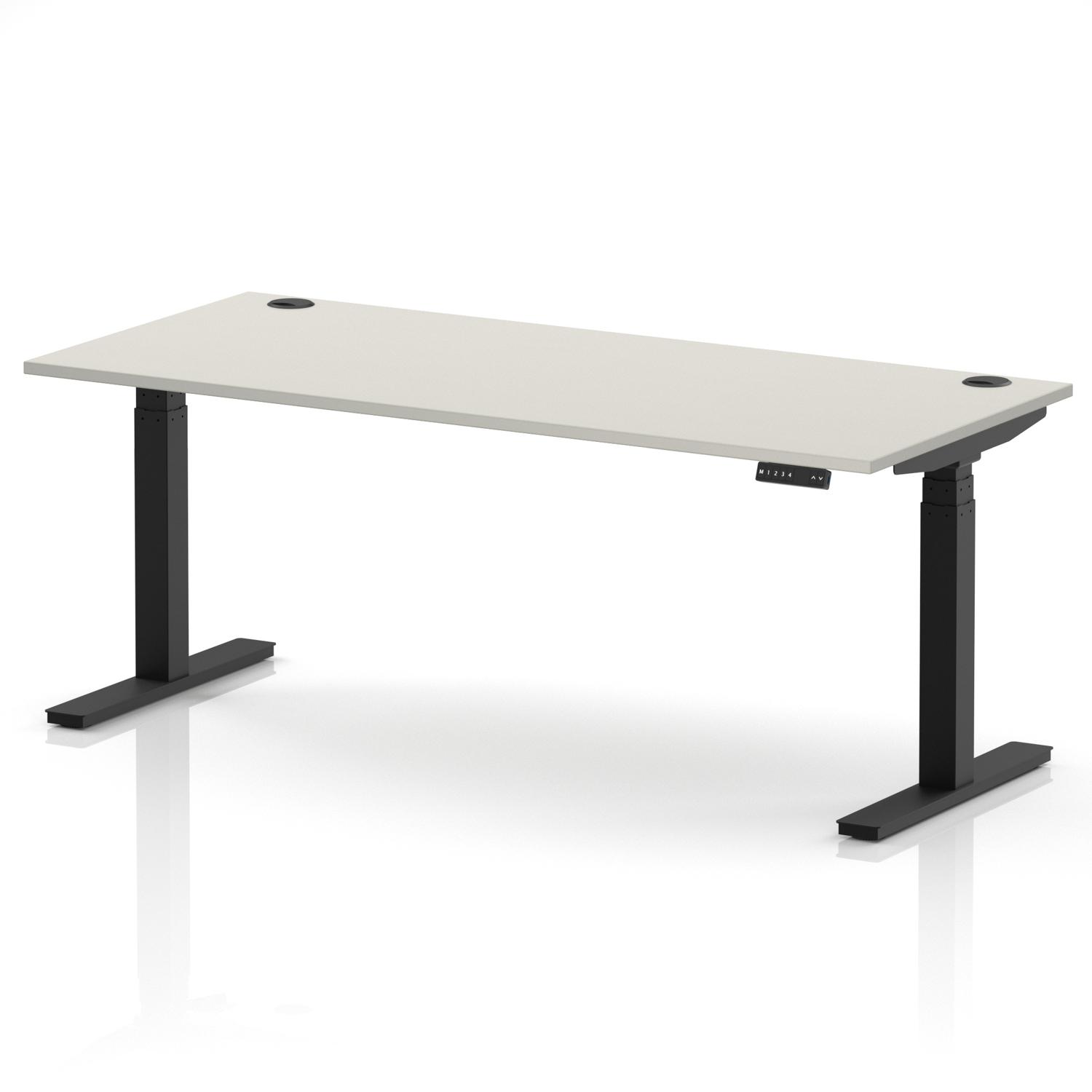 Air 1800 x 800mm Height Adjustable Office Desk Dove Grey Top Cable Ports Black Leg Air 1800 x 800mm Height Adjustable Office Desk Dove Grey Top Cable Ports Black Leg