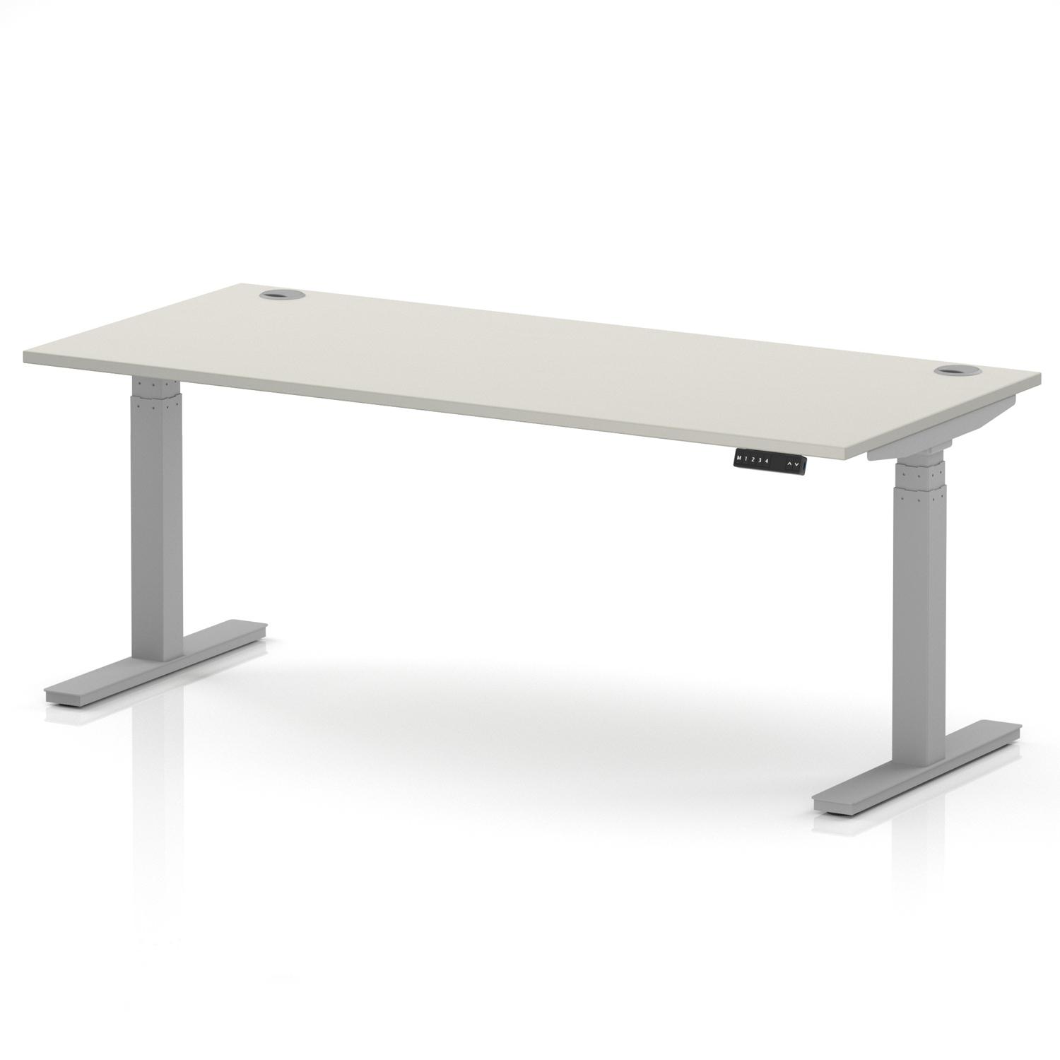 Air 1800 x 800mm Height Adjustable Office Desk Dove Grey Top Cable Ports Silver Leg Air 1800 x 800mm Height Adjustable Office Desk Dove Grey Top Cable Ports Silver Leg