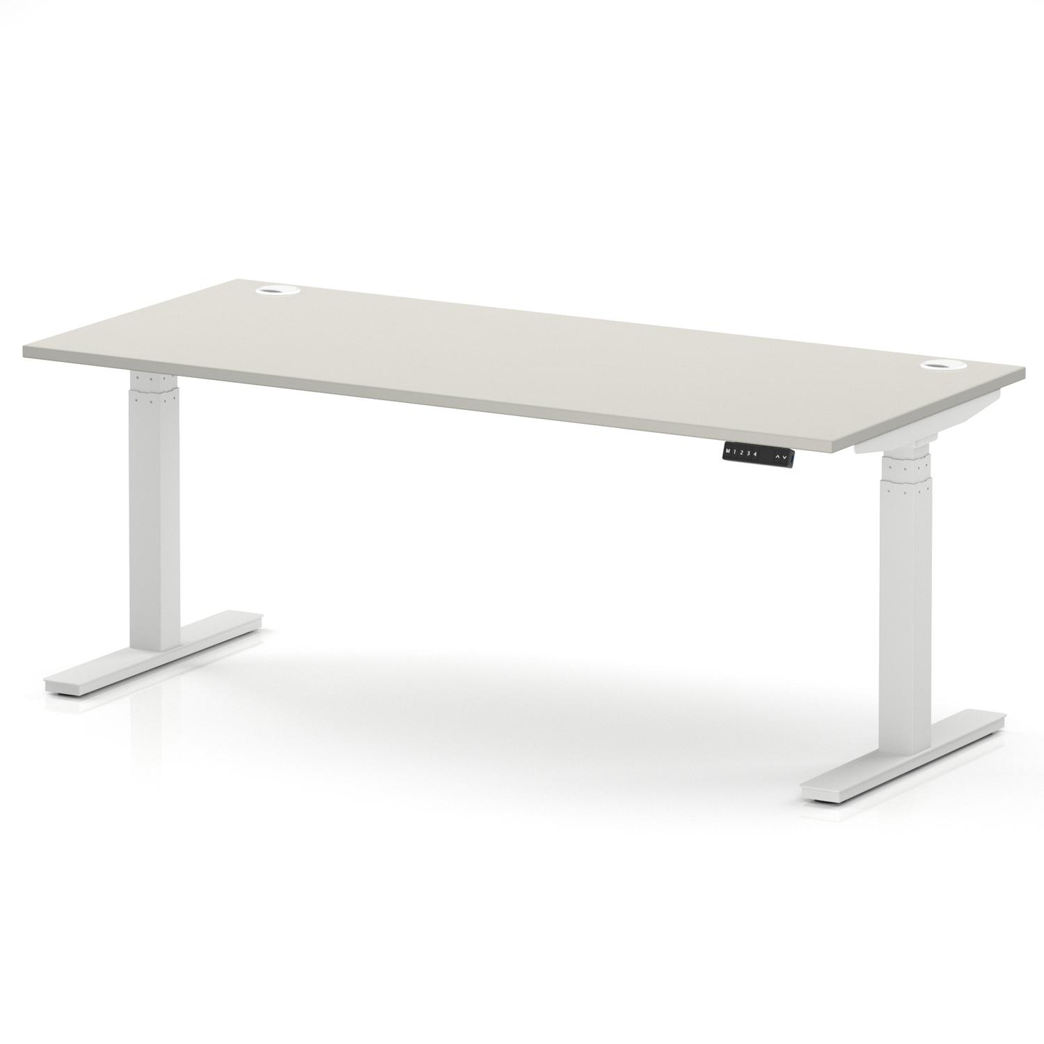 Air 1800 x 800mm Height Adjustable Office Desk Dove Grey Top Cable Ports White Leg Air 1800 x 800mm Height Adjustable Office Desk Dove Grey Top Cable Ports White Leg
