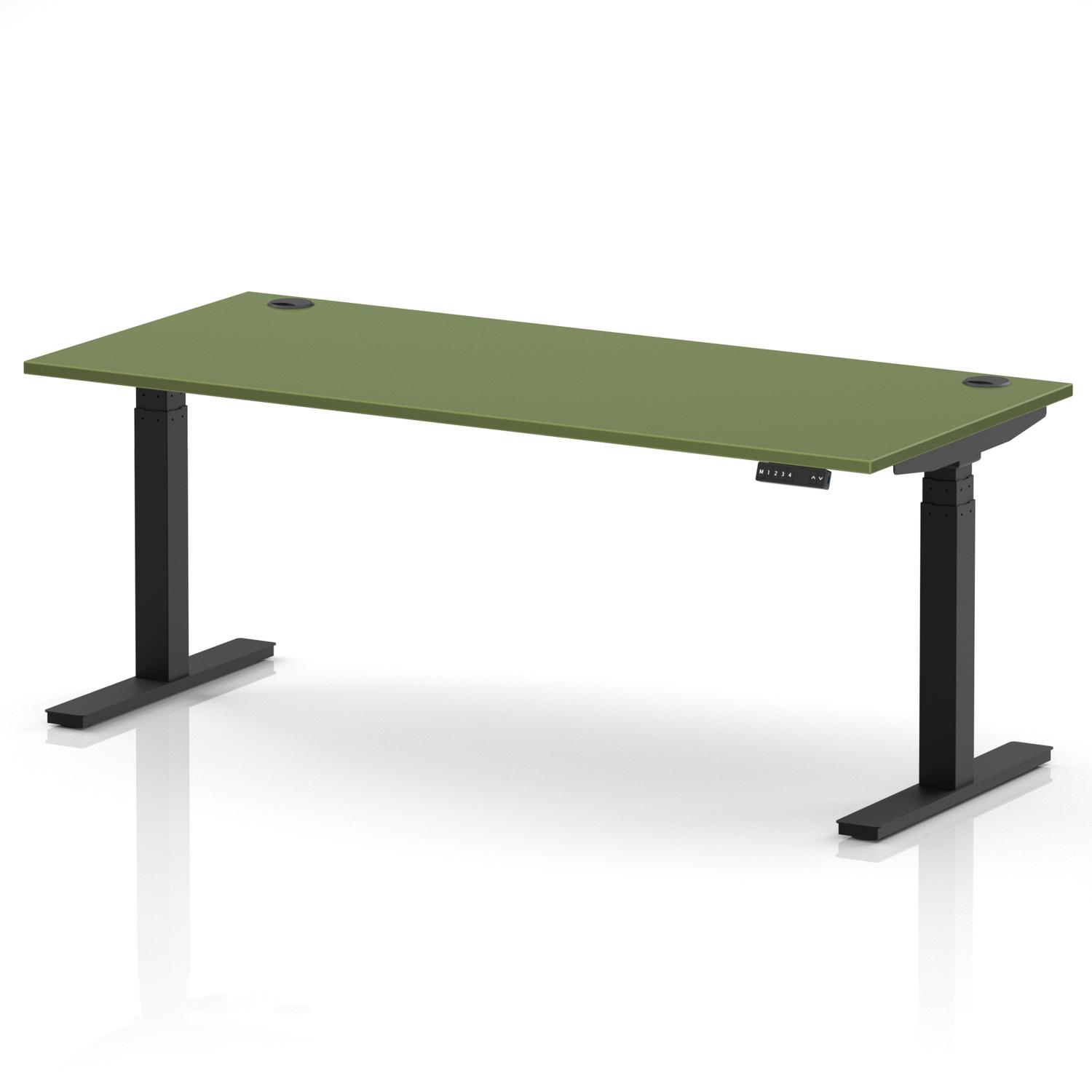 Air 1800 x 800mm Height Adjustable Office Desk Moss Green Top Cable Ports Black Leg Air 1800 x 800mm Height Adjustable Office Desk Moss Green Top Cable Ports Black Leg