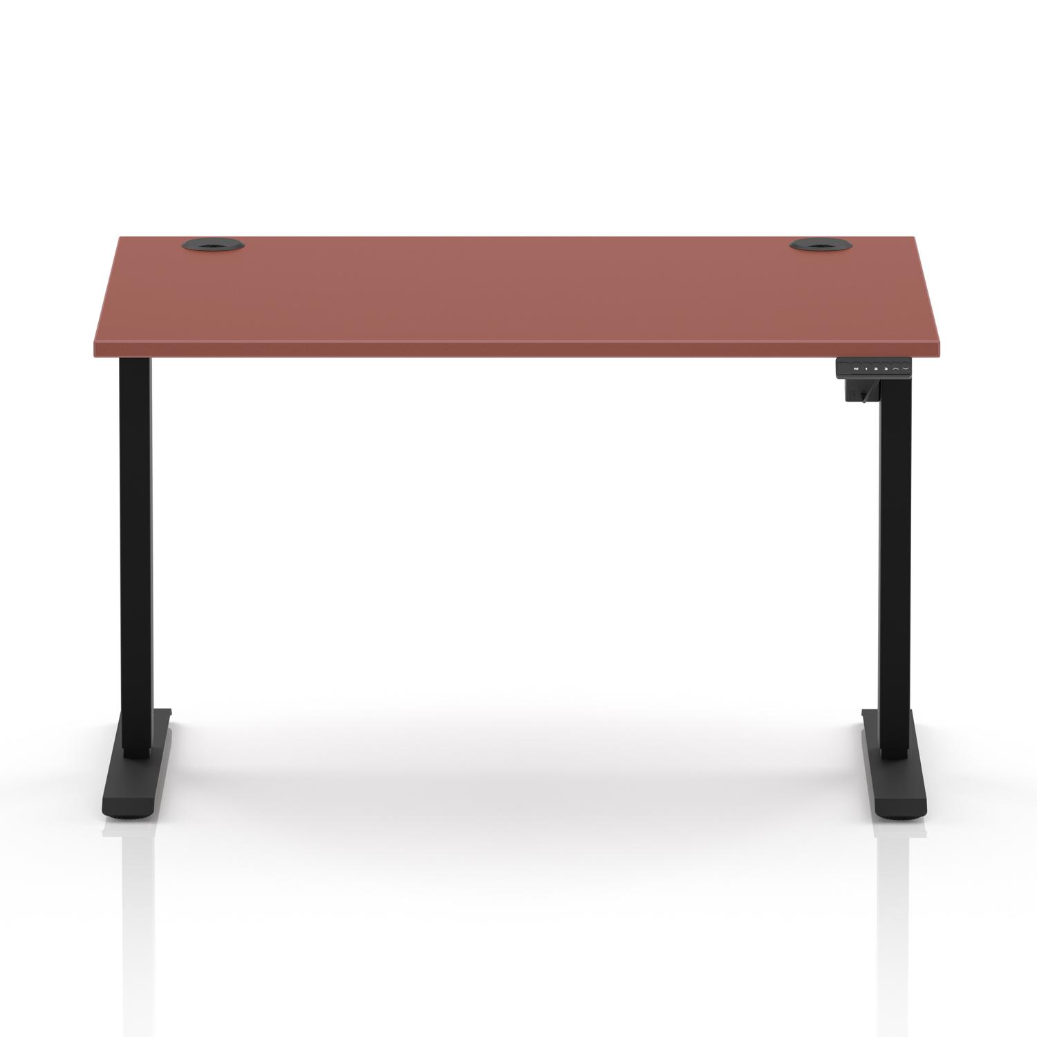 Air Lite 1200 x 800mm Height Adjustable Office Desk Brick Red Top Cable Ports Black Leg Air Lite 1200 x 800mm Height Adjustable Office Desk Brick Red Top Cable Ports Black Leg