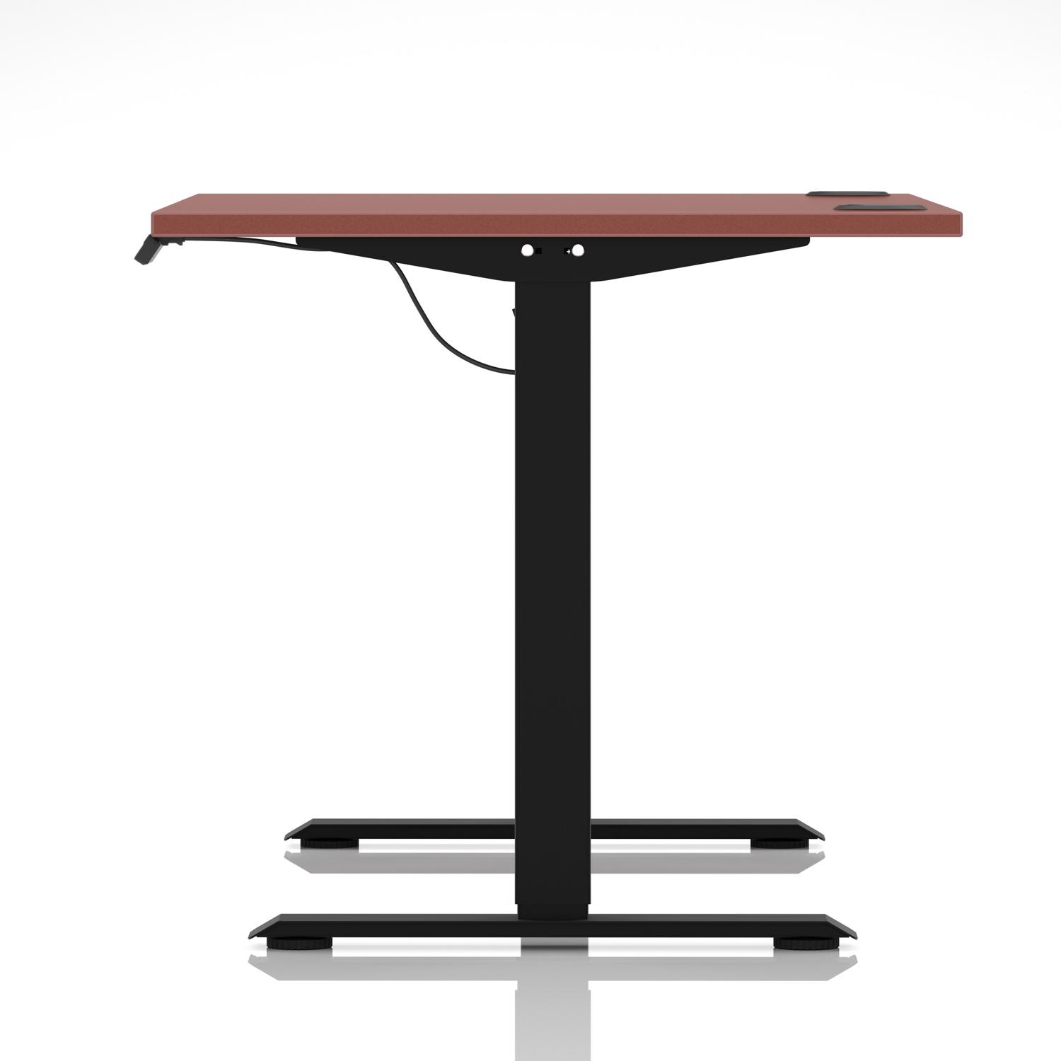 Air Lite 1200 x 800mm Height Adjustable Office Desk Brick Red Top Cable Ports Black Leg Air Lite 1200 x 800mm Height Adjustable Office Desk Brick Red Top Cable Ports Black Leg