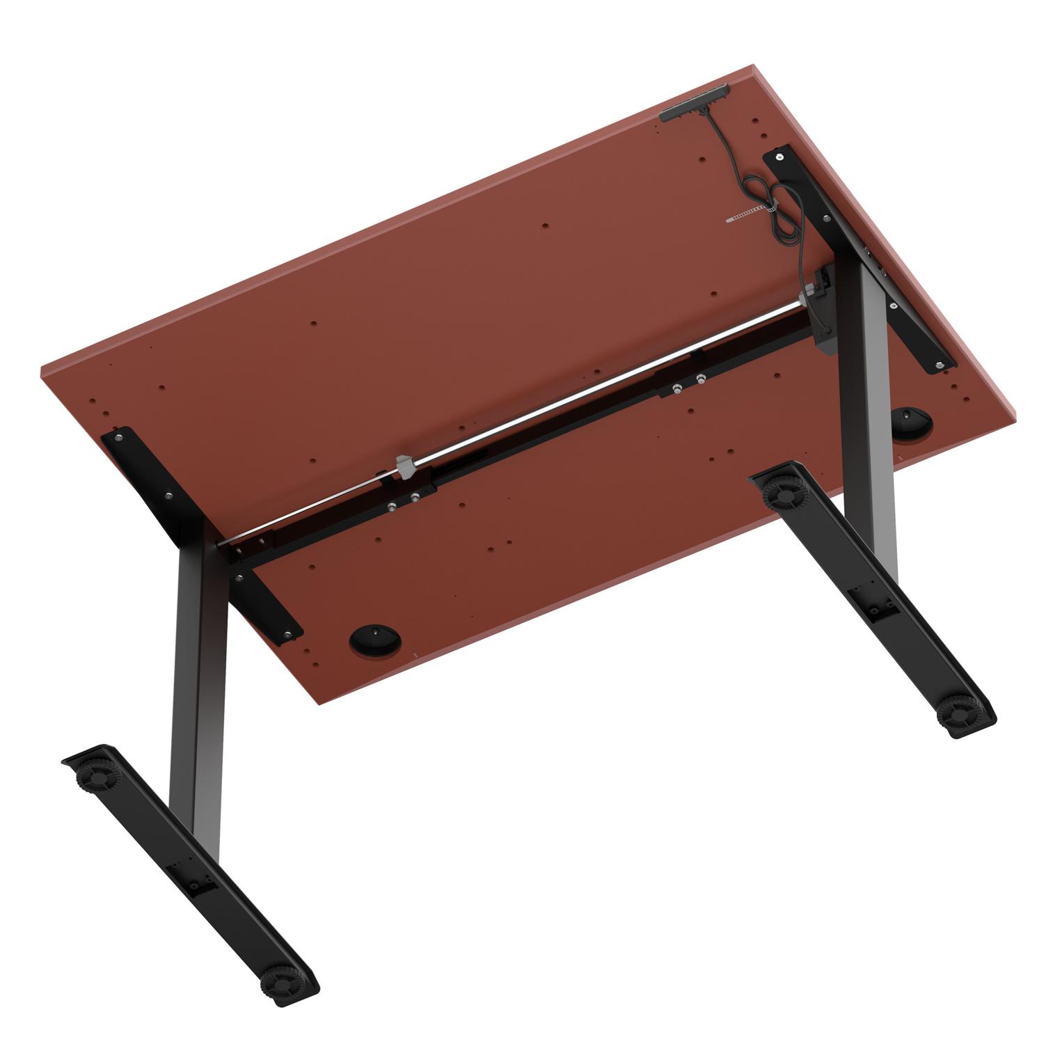 Air Lite 1200 x 800mm Height Adjustable Office Desk Brick Red Top Cable Ports Black Leg Air Lite 1200 x 800mm Height Adjustable Office Desk Brick Red Top Cable Ports Black Leg