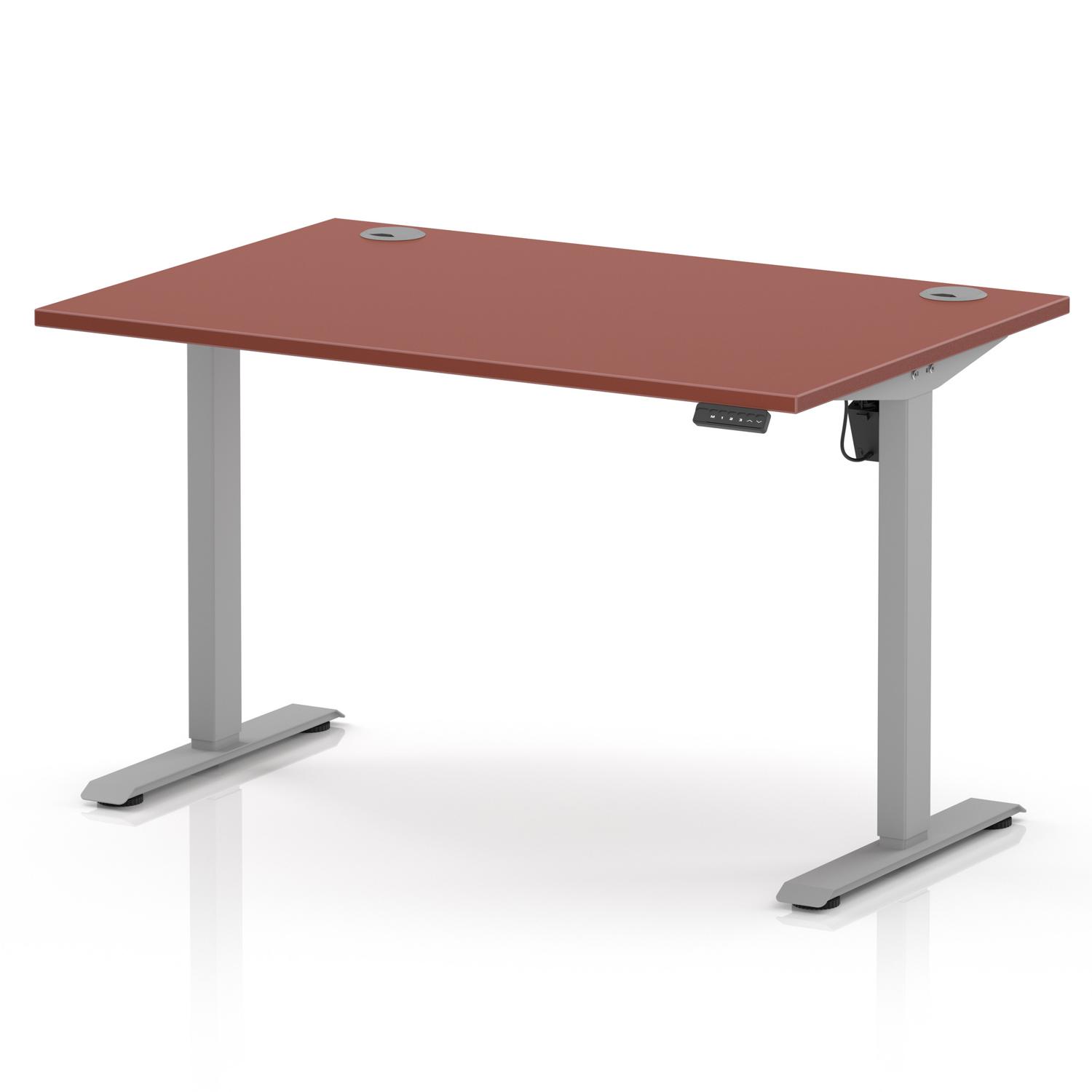 Air Lite 1200 x 800mm Height Adjustable Office Desk Brick Red Top Cable Ports Silver Leg Air Lite 1200 x 800mm Height Adjustable Office Desk Brick Red Top Cable Ports Silver Leg