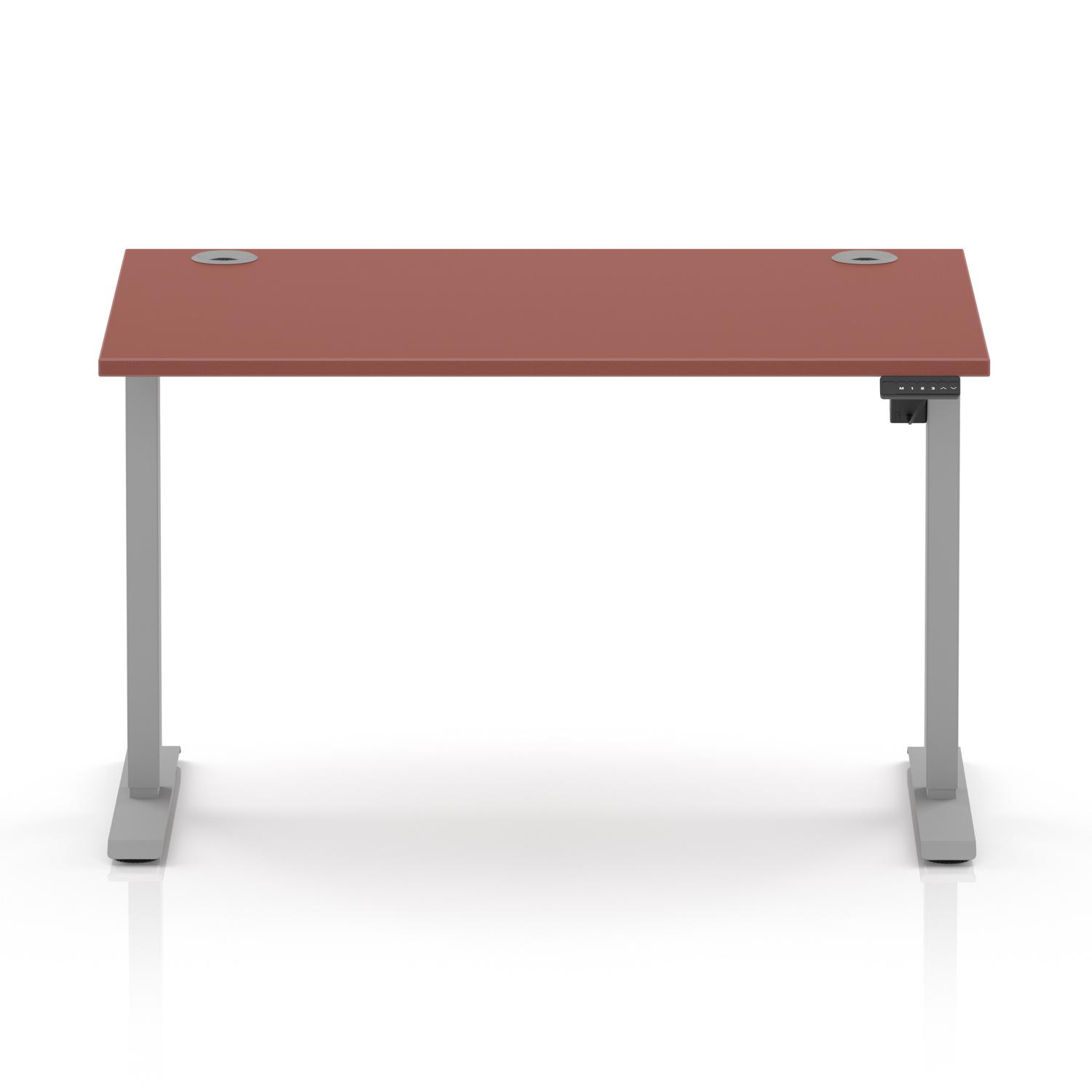 Air Lite 1200 x 800mm Height Adjustable Office Desk Brick Red Top Cable Ports Silver Leg Air Lite 1200 x 800mm Height Adjustable Office Desk Brick Red Top Cable Ports Silver Leg