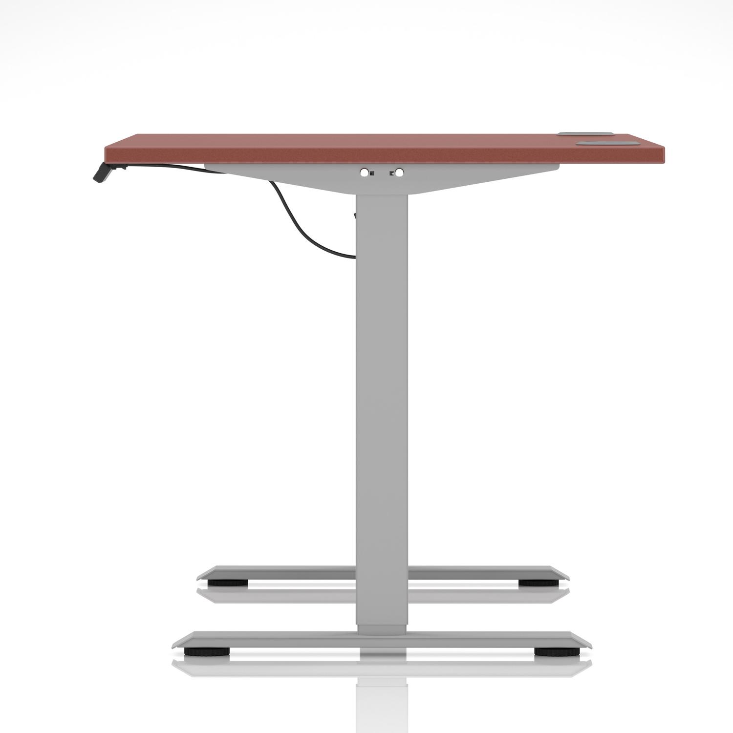 Air Lite 1200 x 800mm Height Adjustable Office Desk Brick Red Top Cable Ports Silver Leg Air Lite 1200 x 800mm Height Adjustable Office Desk Brick Red Top Cable Ports Silver Leg