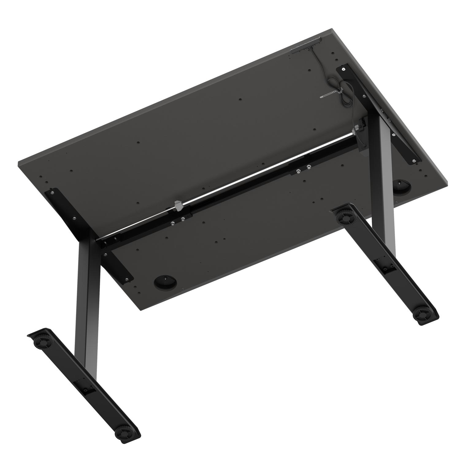 Air Lite 1200 x 800mm Height Adjustable Office Desk Carbon Grey Top Cable Ports Black Leg