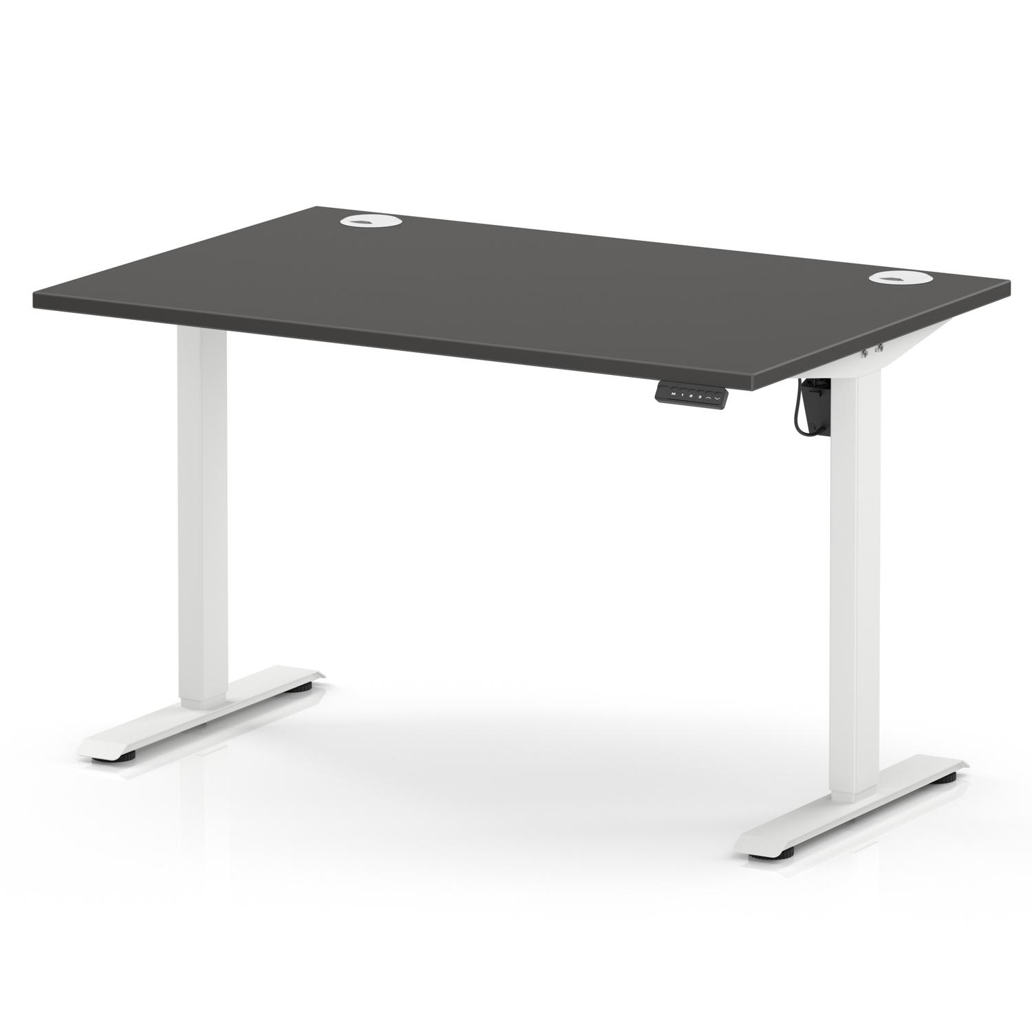Air Lite 1200 x 800mm Height Adjustable Office Desk Carbon Grey Top Cable Ports White Leg Air Lite 1200 x 800mm Height Adjustable Office Desk Carbon Grey Top Cable Ports White Leg