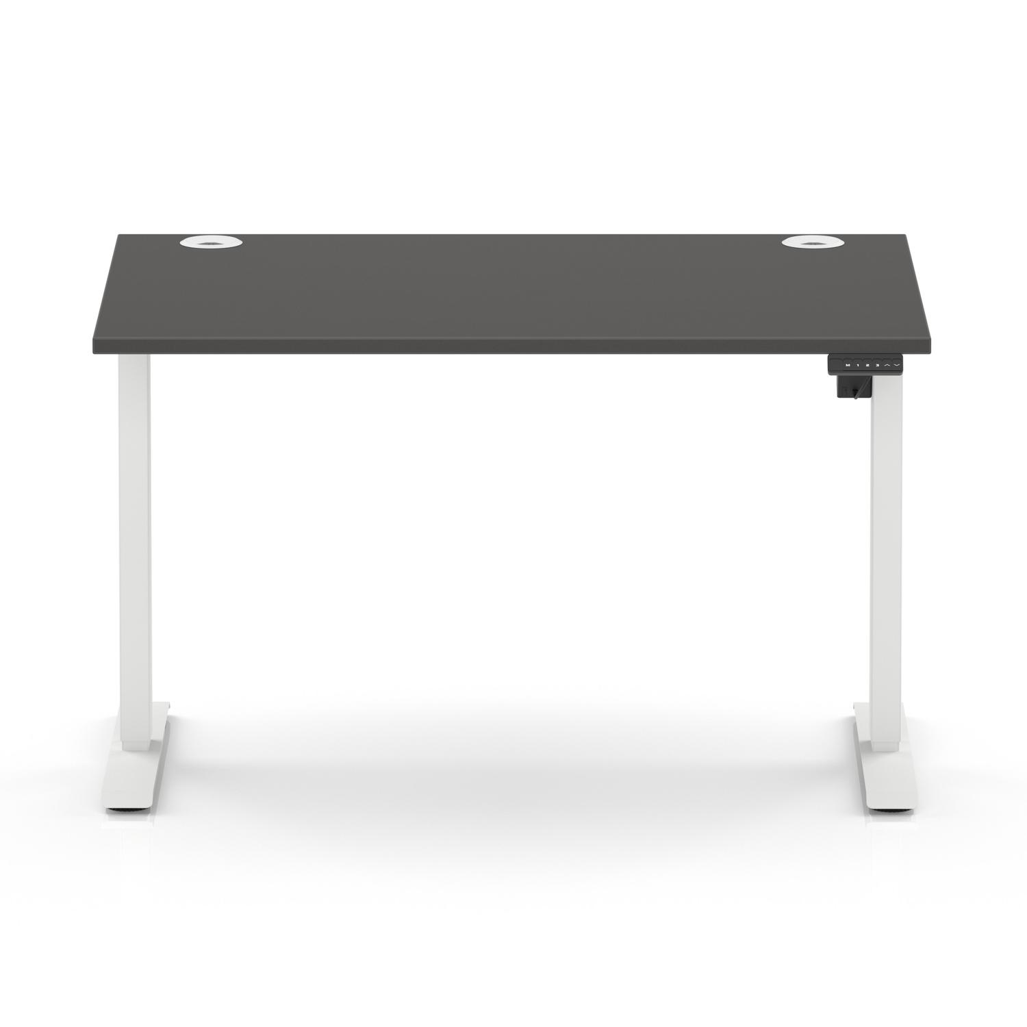 Air Lite 1200 x 800mm Height Adjustable Office Desk Carbon Grey Top Cable Ports White Leg Air Lite 1200 x 800mm Height Adjustable Office Desk Carbon Grey Top Cable Ports White Leg