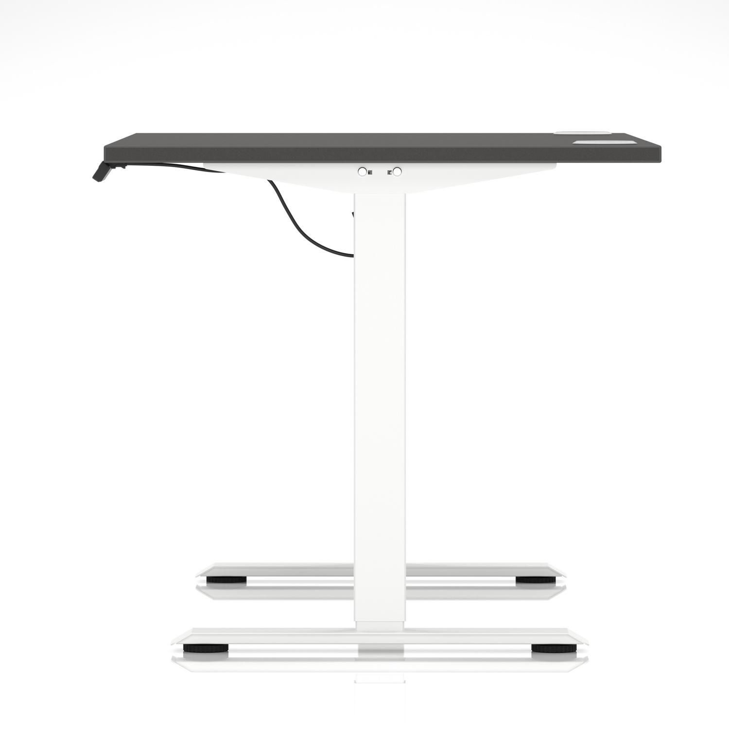 Air Lite 1200 x 800mm Height Adjustable Office Desk Carbon Grey Top Cable Ports White Leg Air Lite 1200 x 800mm Height Adjustable Office Desk Carbon Grey Top Cable Ports White Leg