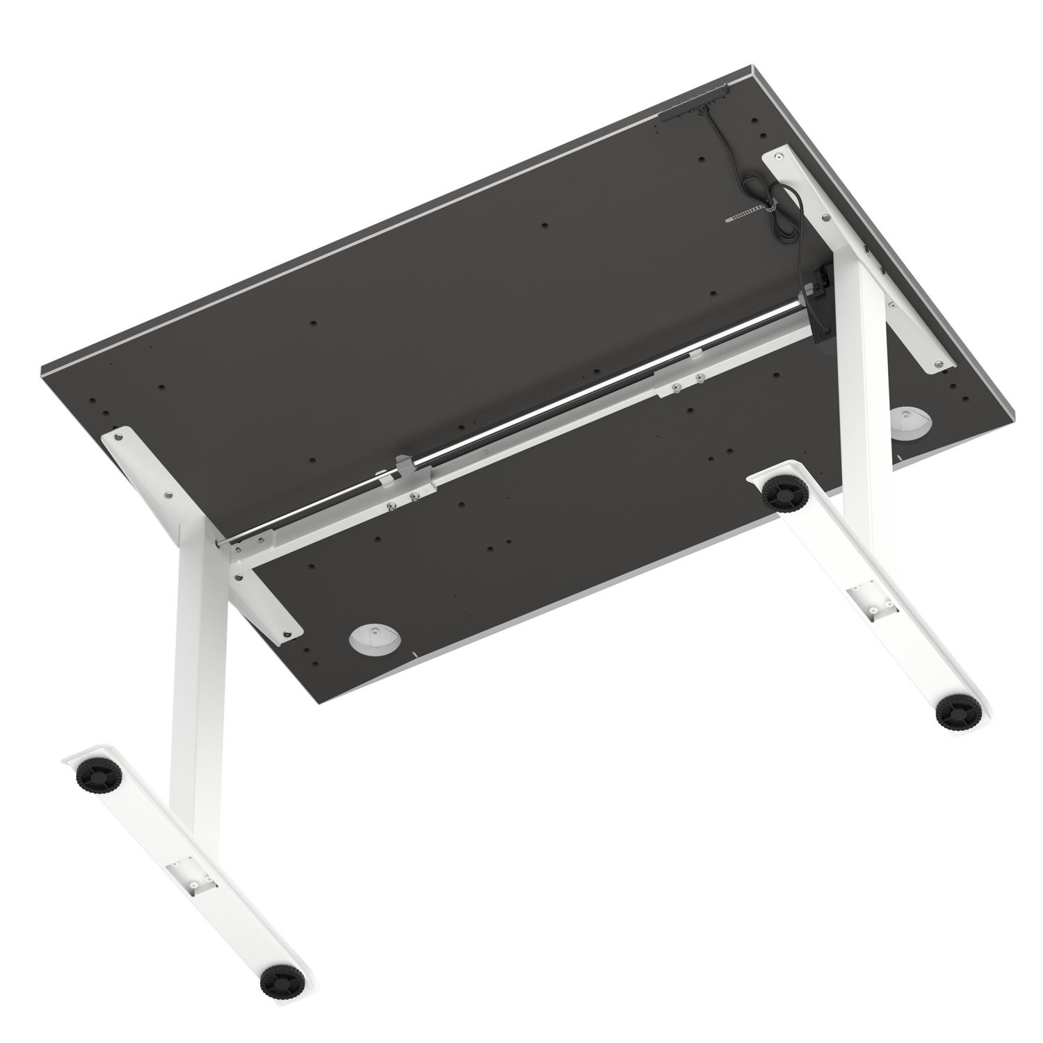 Air Lite 1200 x 800mm Height Adjustable Office Desk Carbon Grey Top Cable Ports White Leg Air Lite 1200 x 800mm Height Adjustable Office Desk Carbon Grey Top Cable Ports White Leg